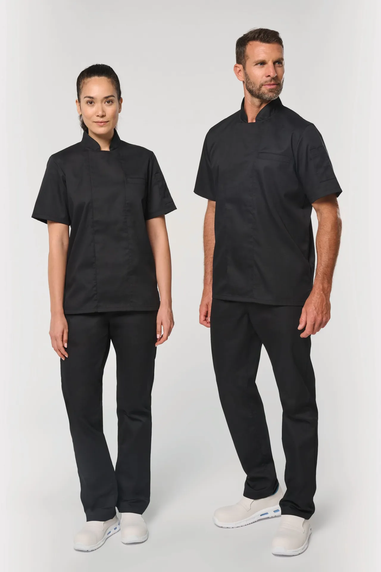 Umweltfreundliche, atmungsaktive Unisex-Kochjacke mit kurzen Ärmeln