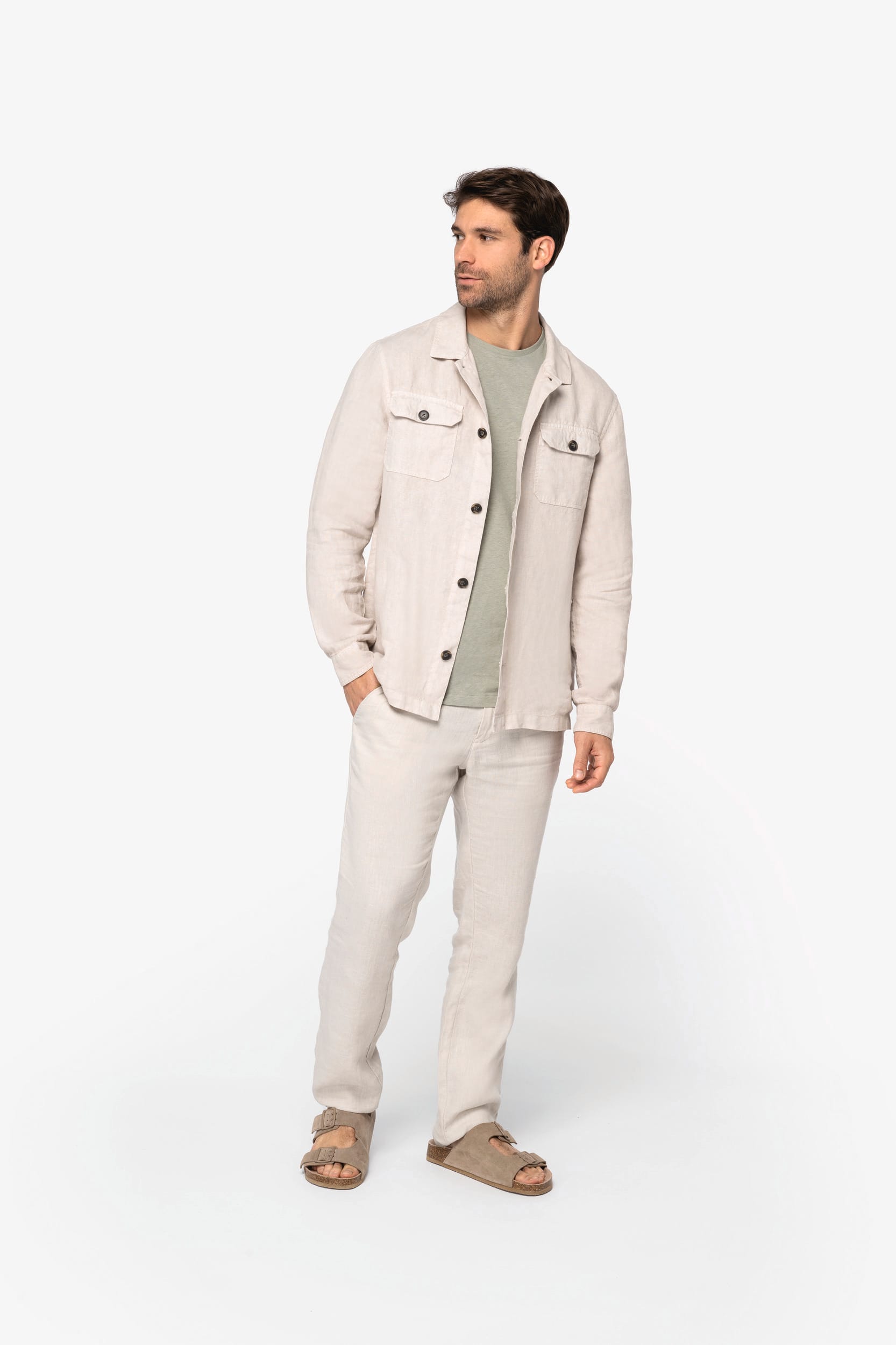 Ausgewaschene Herrenhemdjacke aus Leinen