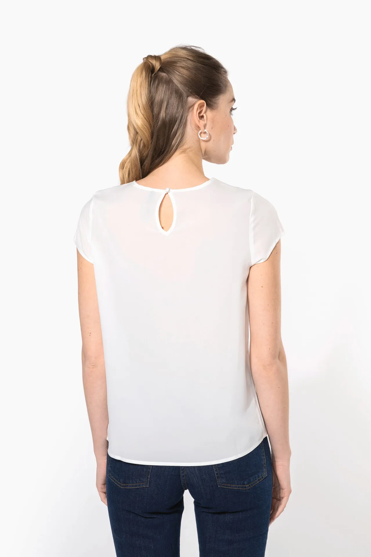 Kurzarm-Kreppbluse für Damen