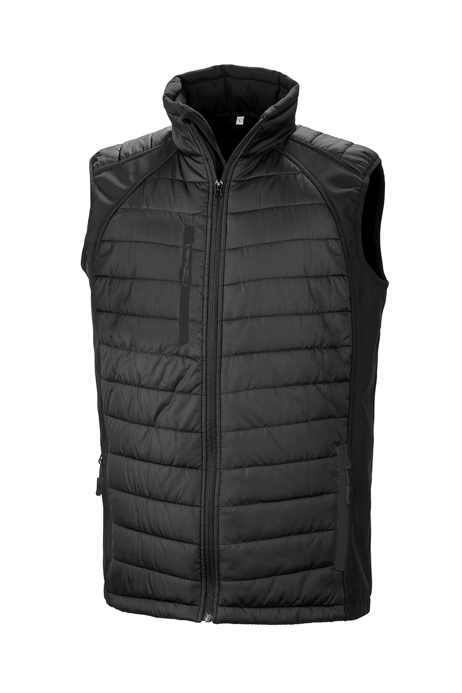 Black compass padded soft shell gilet
