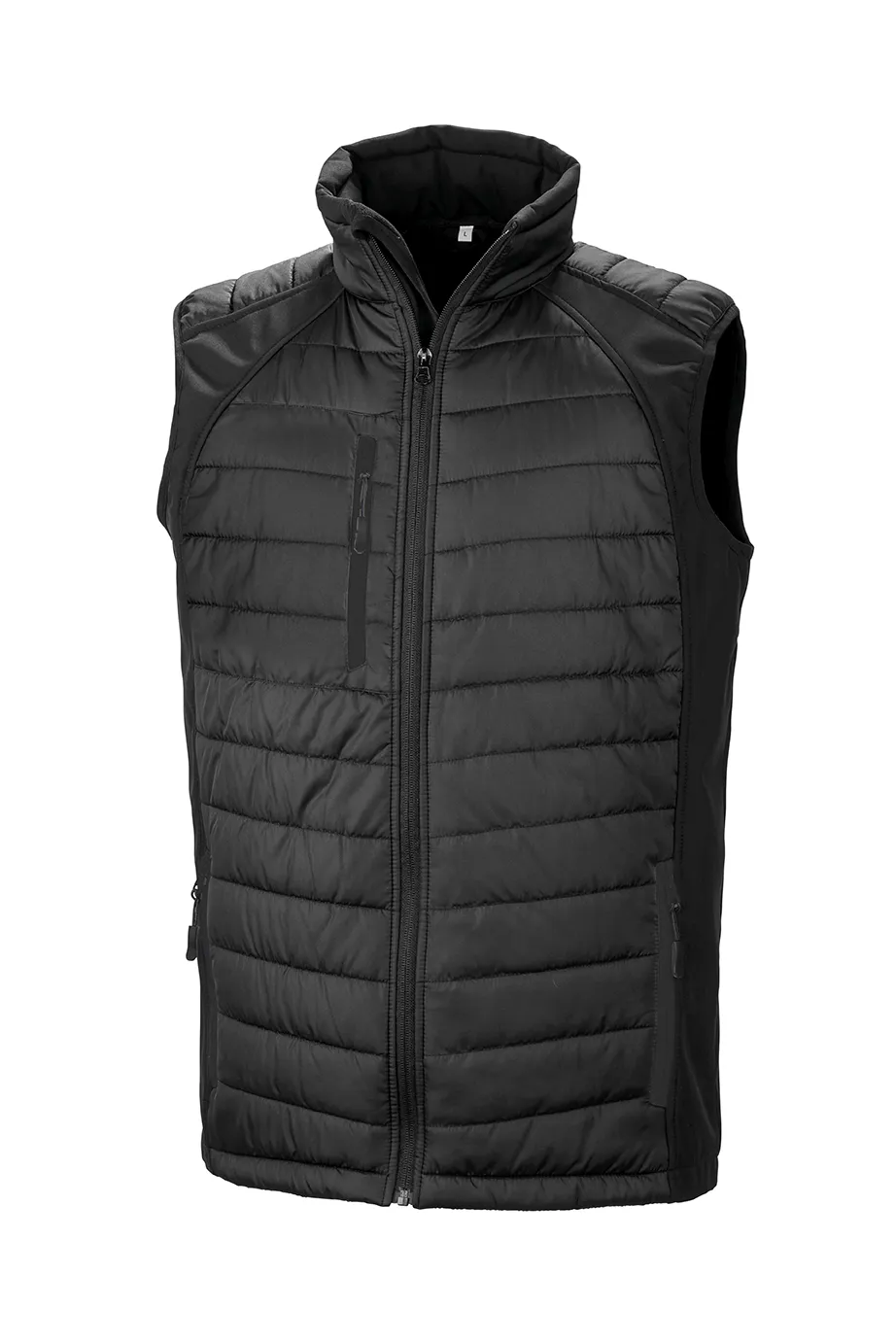 Black compass padded soft shell gilet