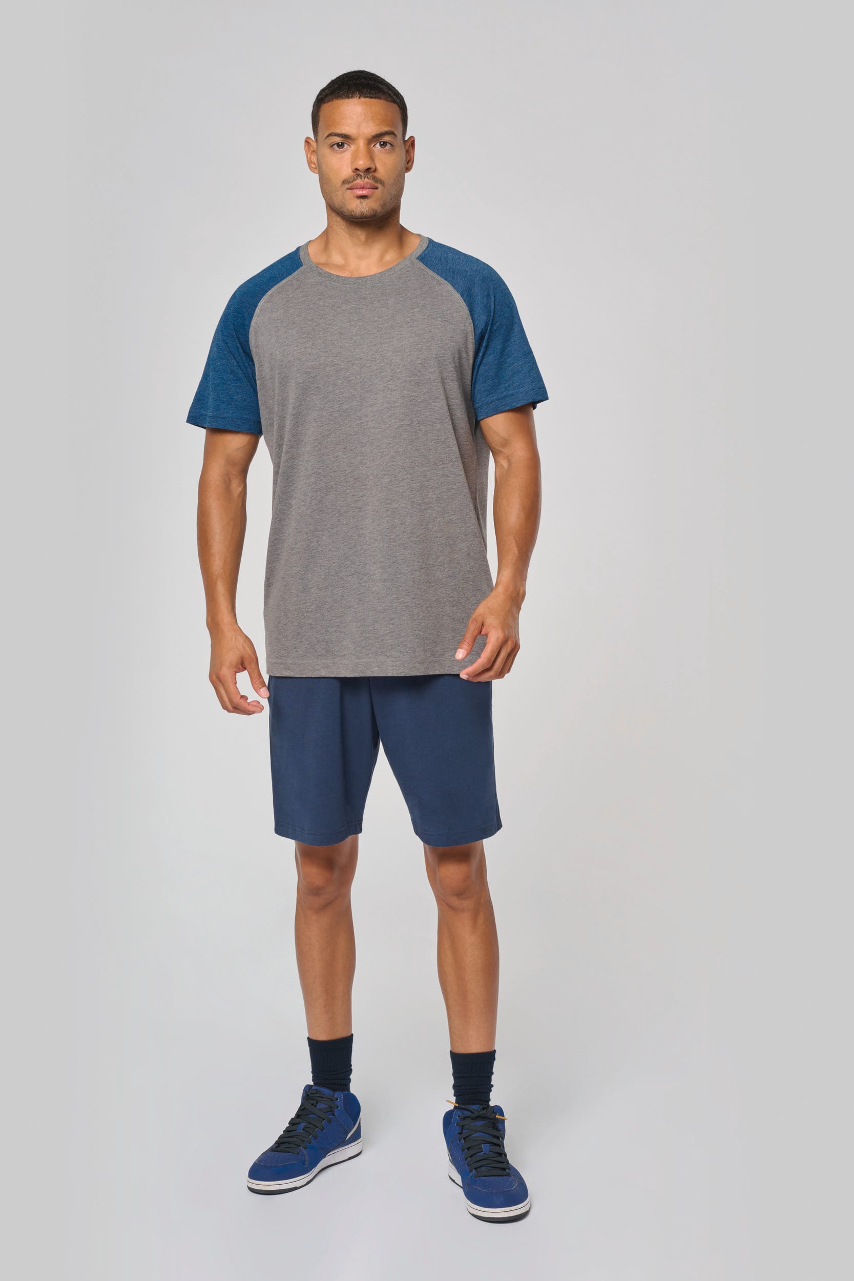 Zweifarbiges Triblend Sport-T-Shirt mit kurzen Ärmeln für Erwachsene