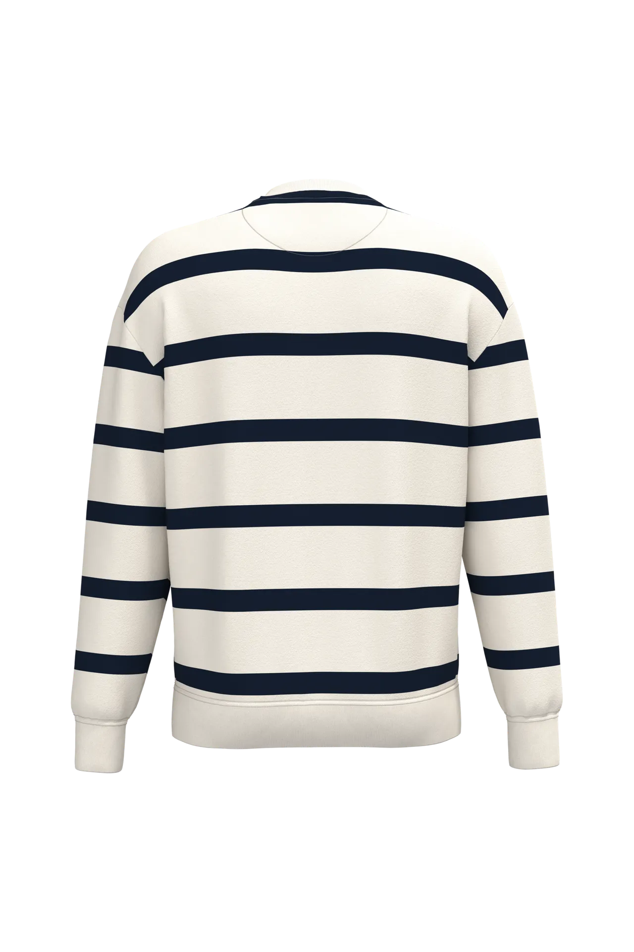 Umweltfreundliches Unisex-Sweatshirt mit gestreiftem Rundhalsausschnitt und überschnittenen Schultern