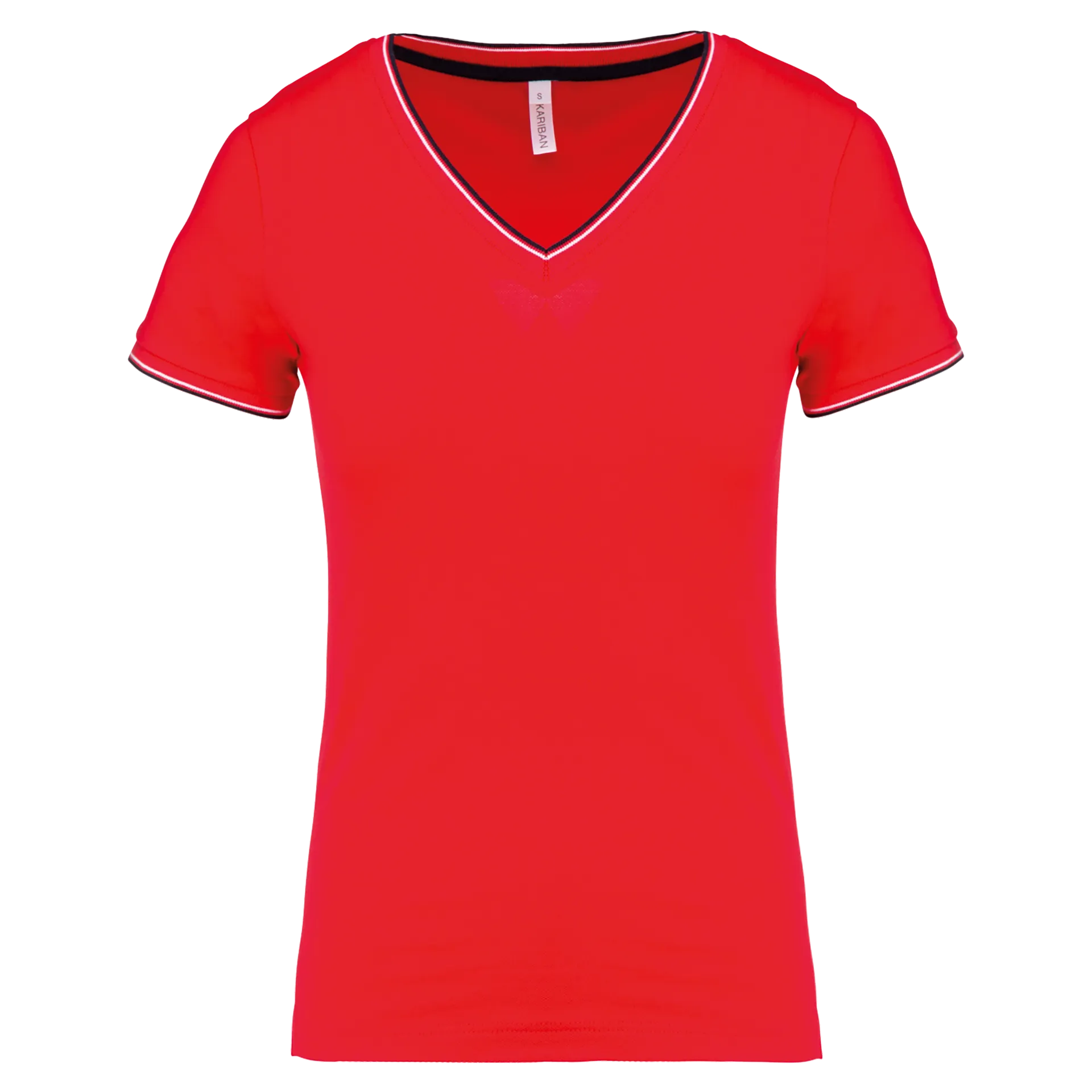 Damen T-Shirt aus Piqué-Trikot mit V-Ausschnitt