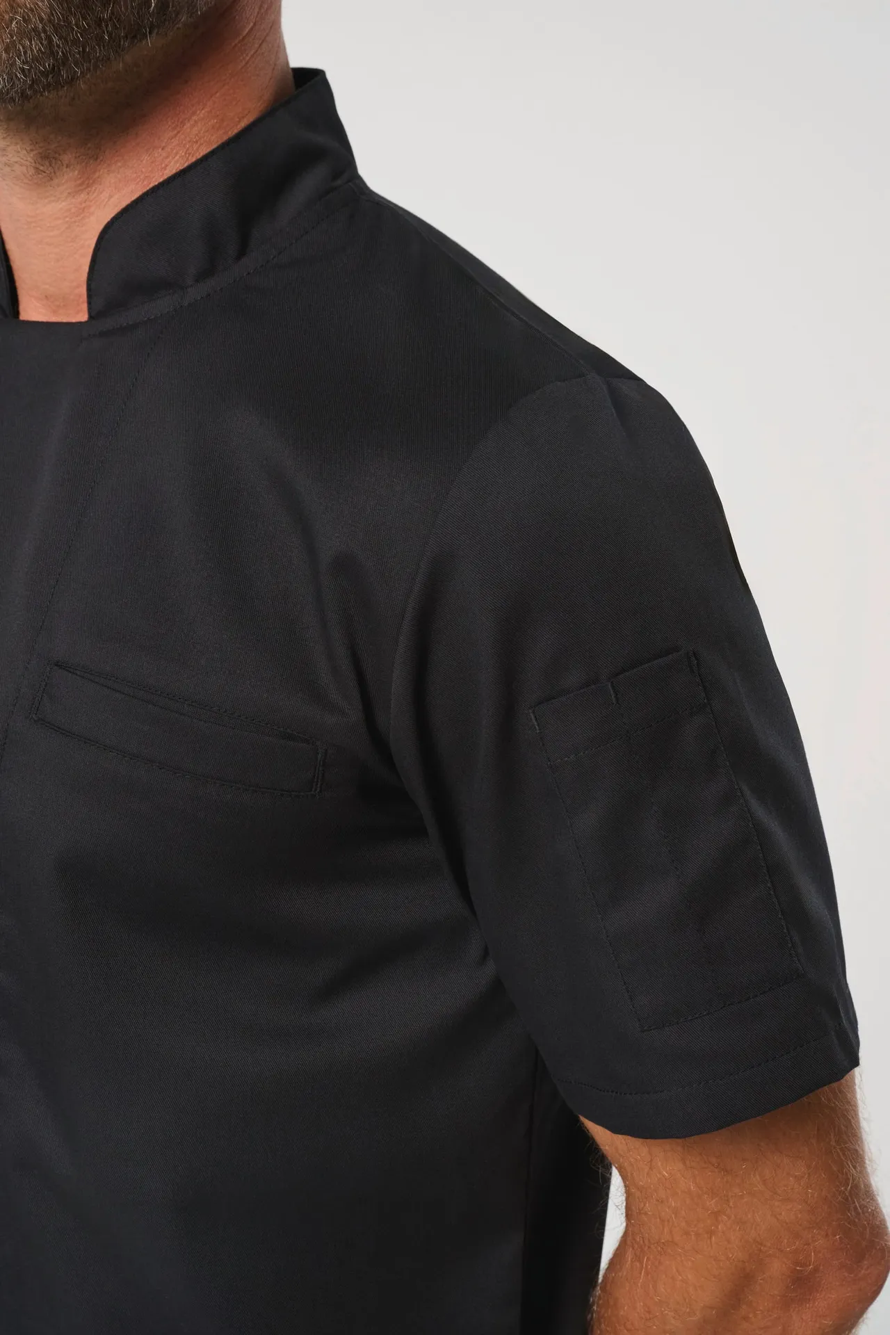 Umweltfreundliche Unisex-Kochjacke mit kurzen Ärmeln