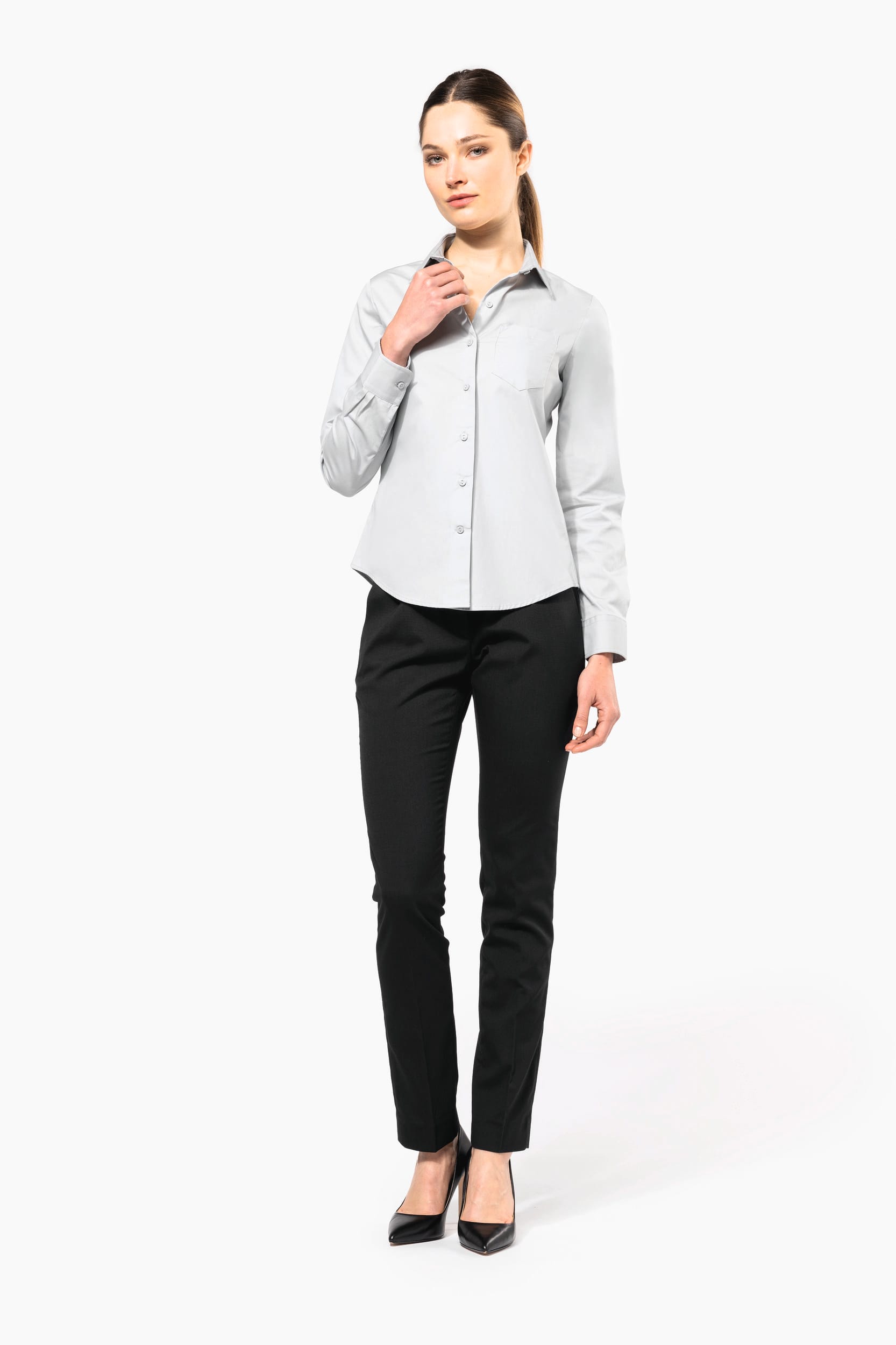 Damen Popelinebluse Langarm