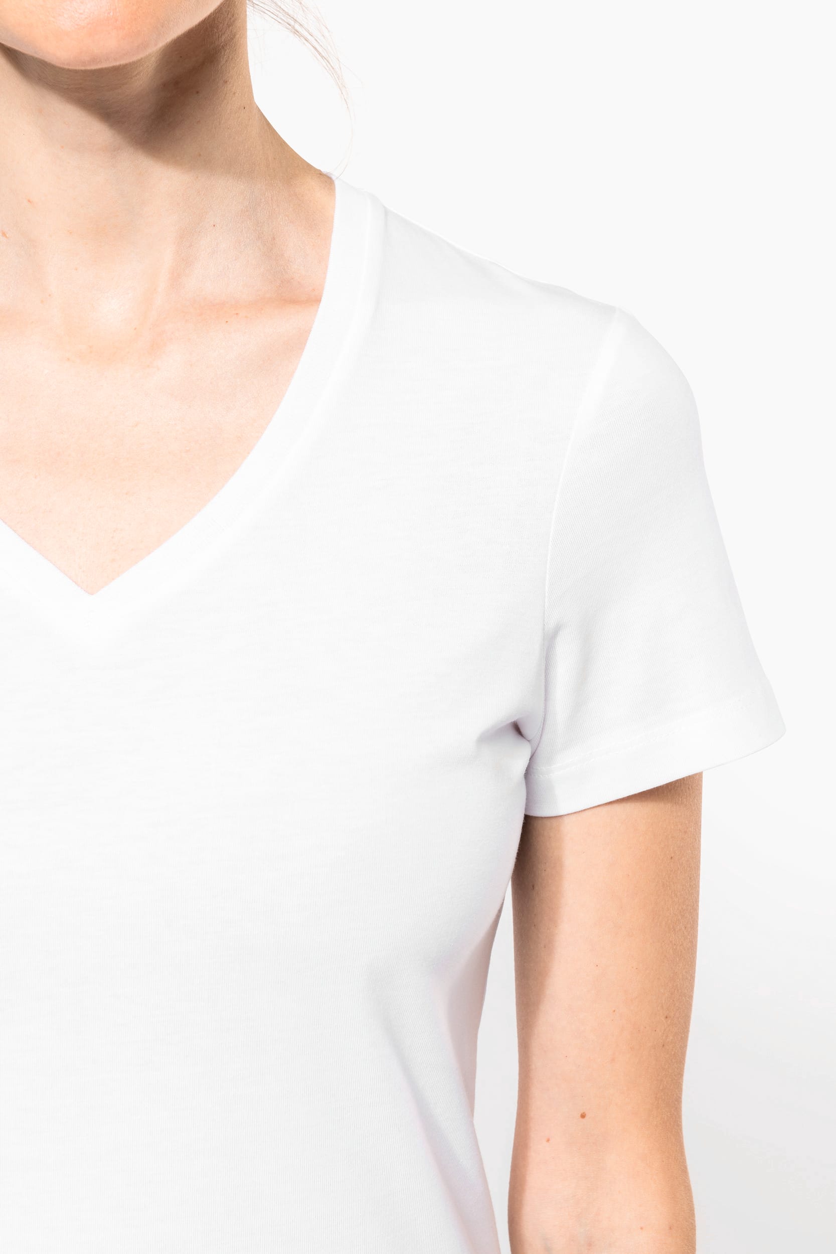 Supima® Damen-T-Shirt mit V-Ausschnitt und kurzen Ärmeln
