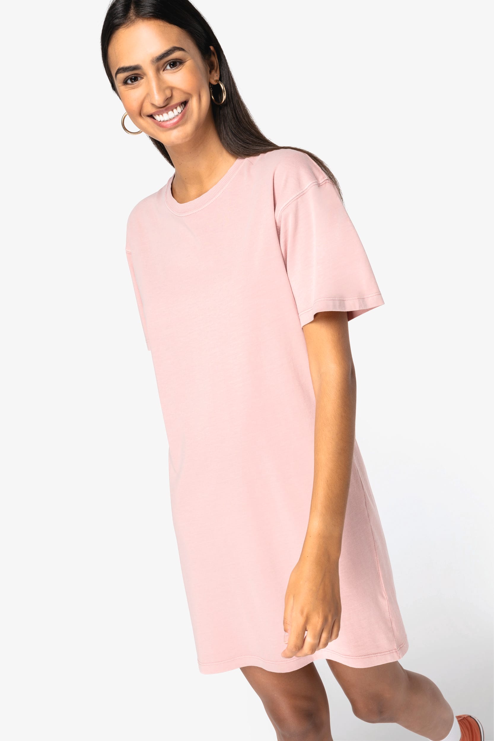 Umweltfreundliches ausgewaschenes Damen-T-Shirt-Kleid