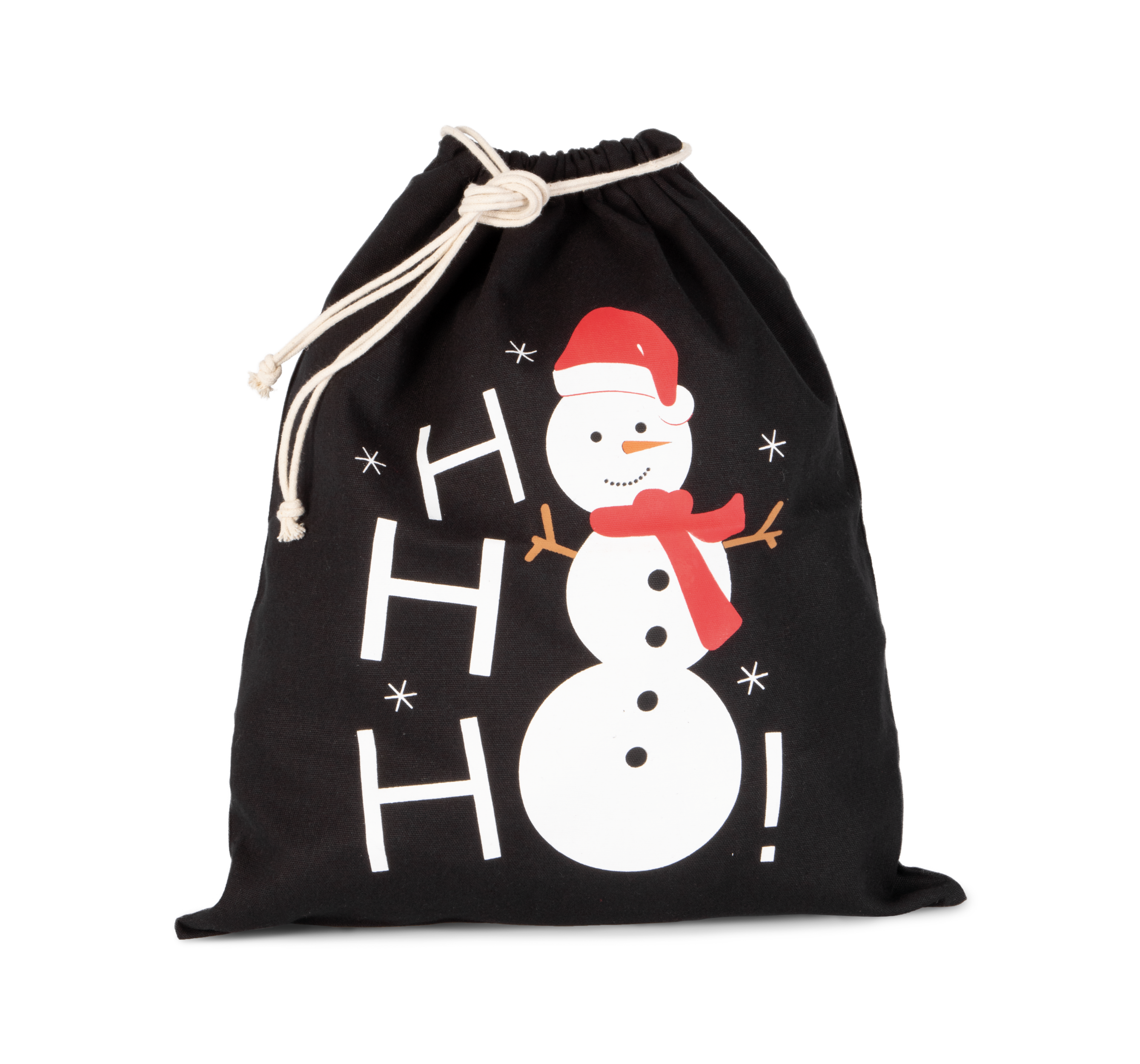 Baumwolltasche mit Kordelzug und Schneemannmotiv