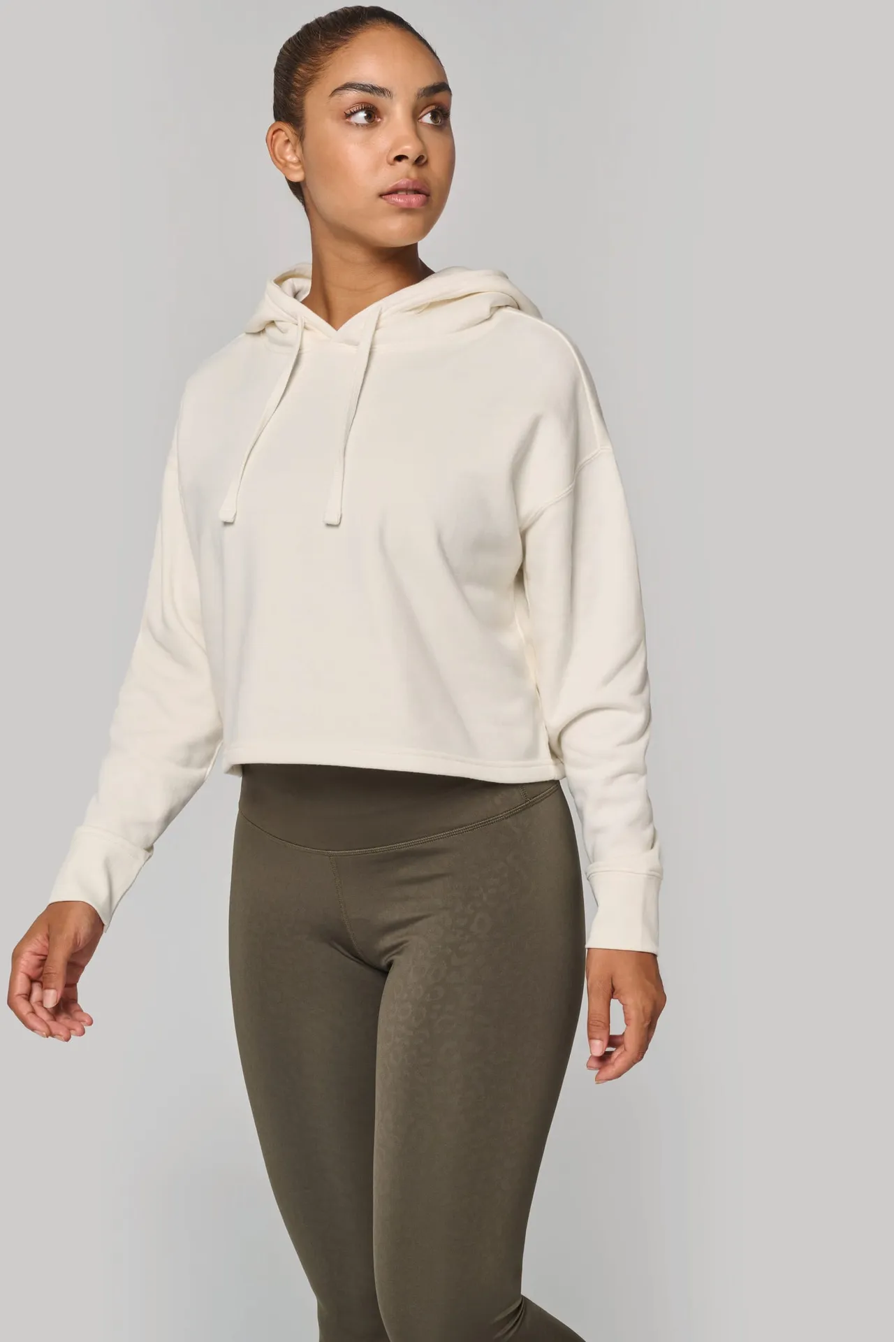 Damen Cropped-Sweatshirt mit Kapuze