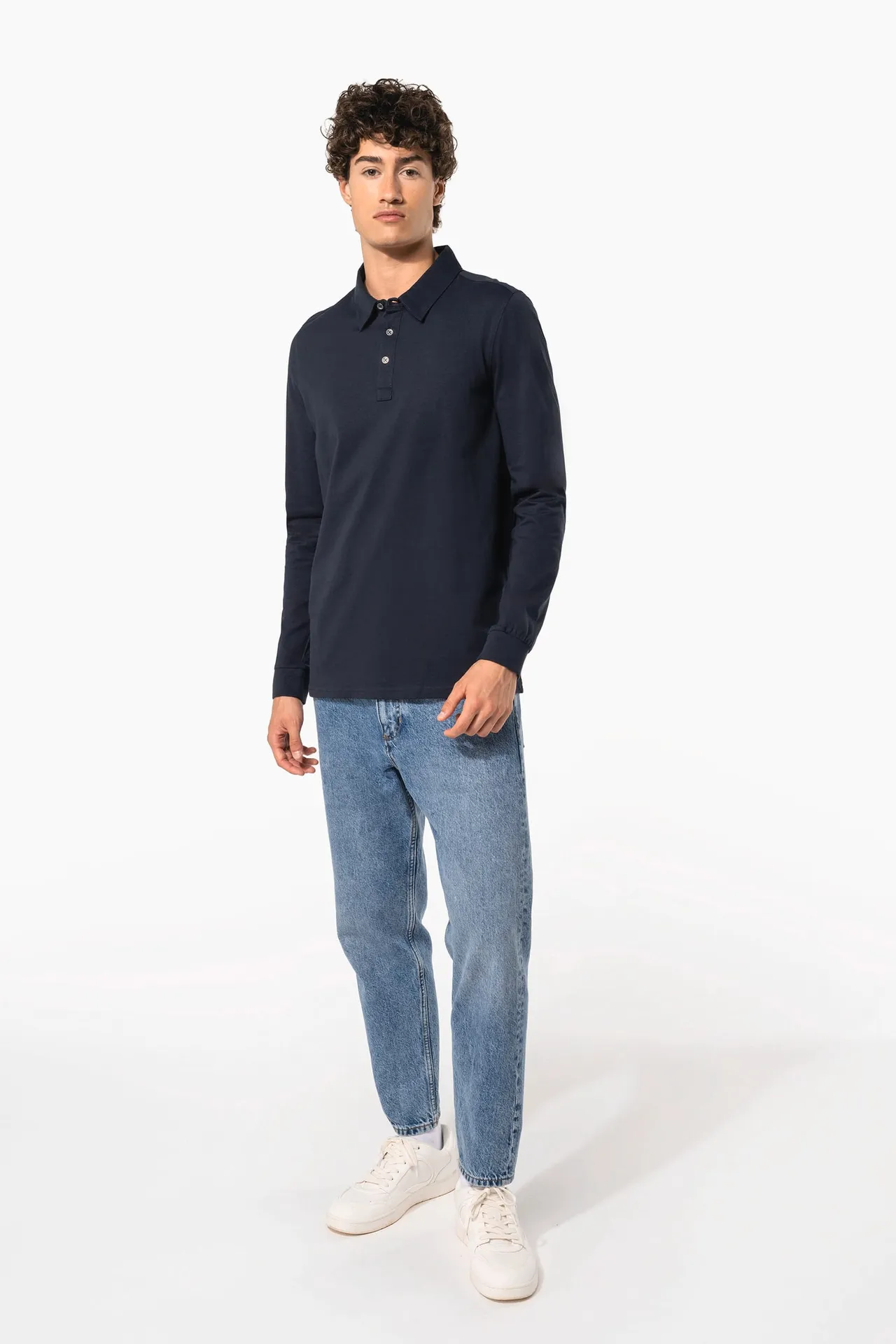 Langarm-Polohemd für Herren aus Jersey