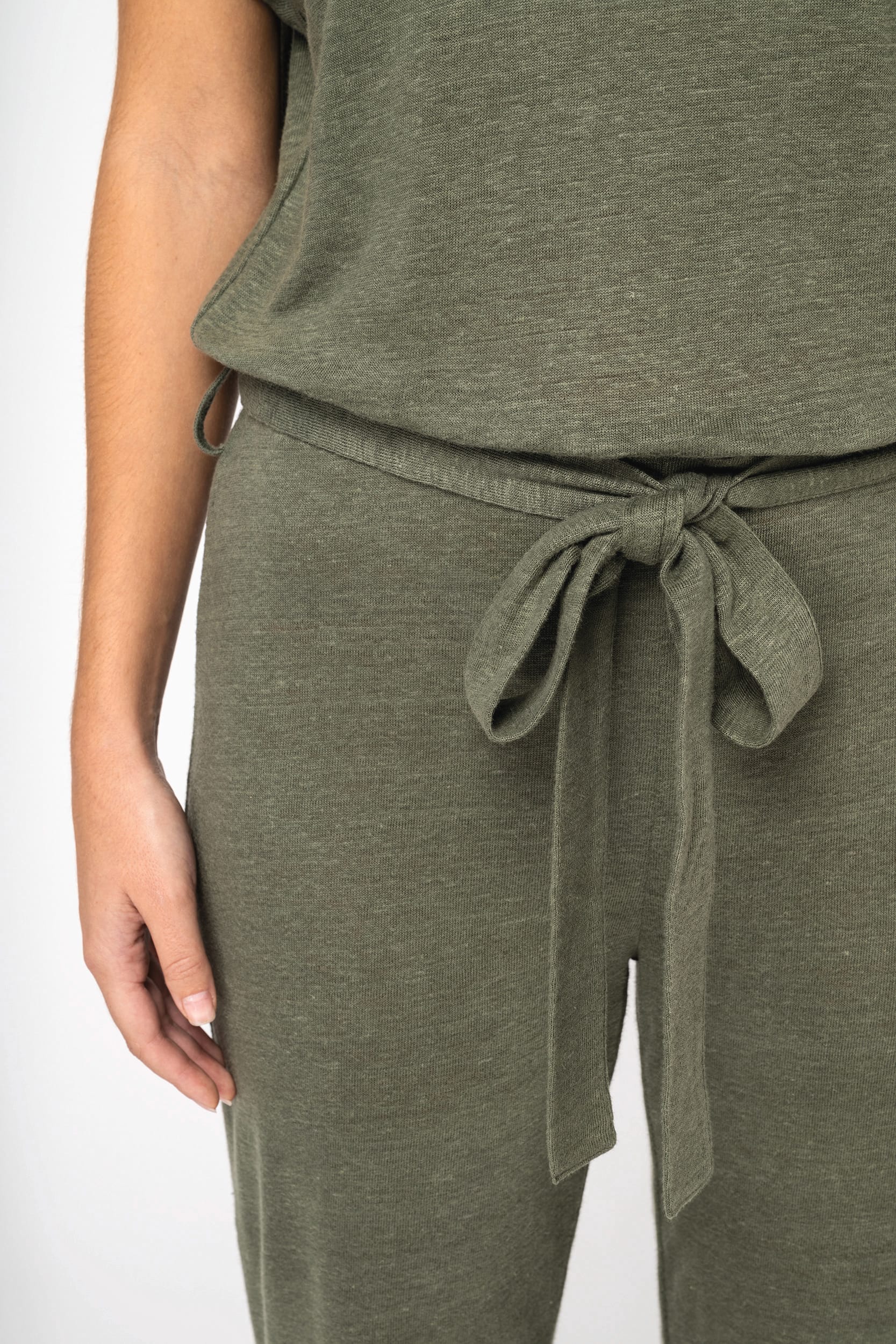 Overall aus Leinenstrickstoff mit kurzen Ärmeln für Damen