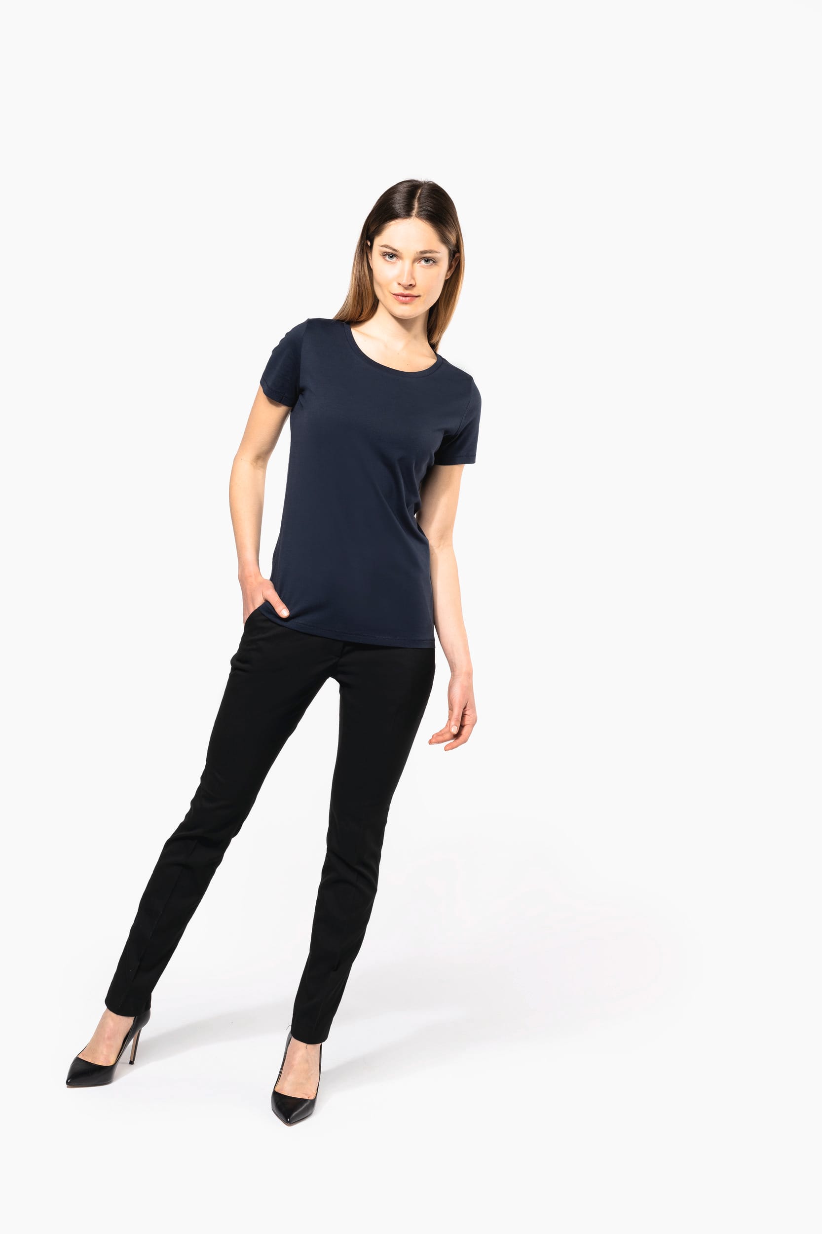 Damen-T-Shirt Supima® mit kurzen Ärmeln und Rundhalsausschnitt