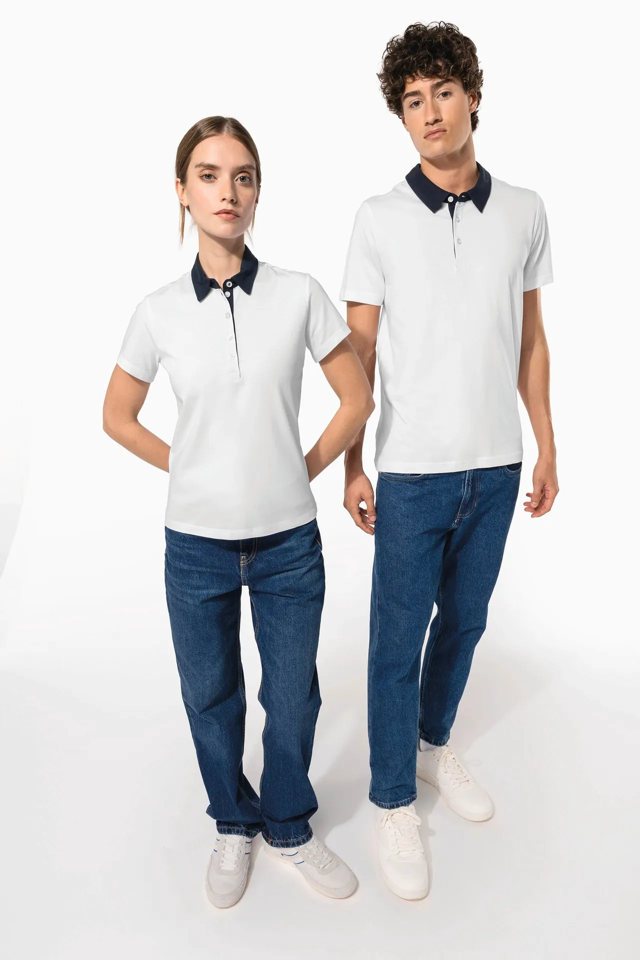 Zweifarbiges Jersey-Polohemd für Damen