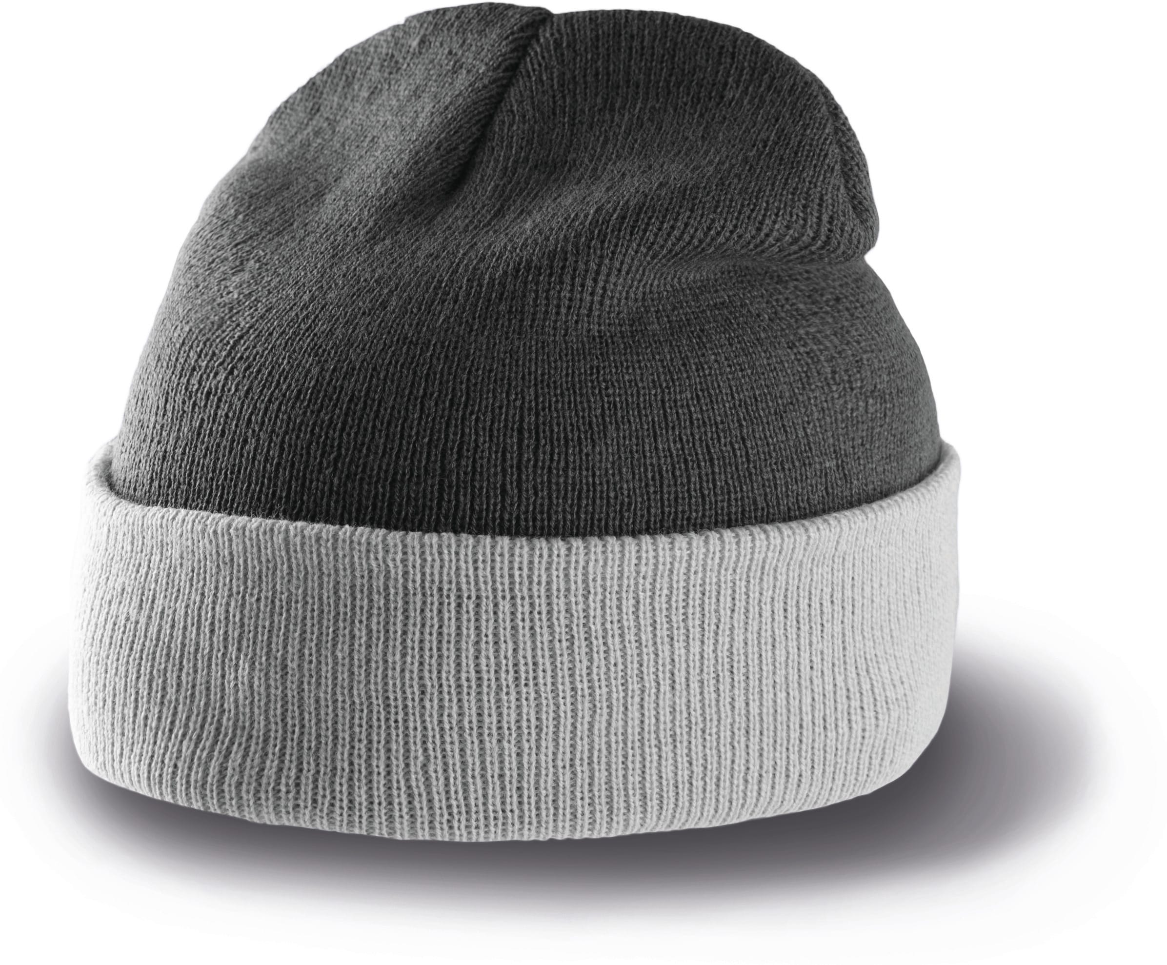 Zweifarbige Mütze mit Umschlag