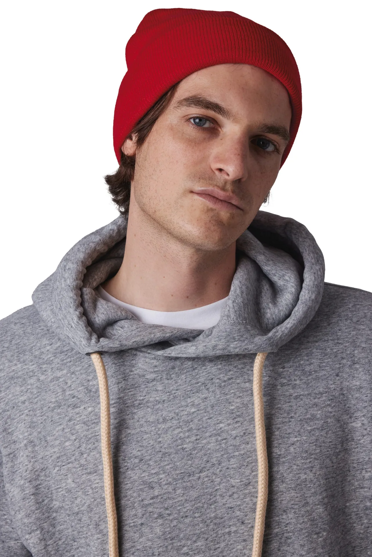 Recycelte Mütze mit Strickumschlag