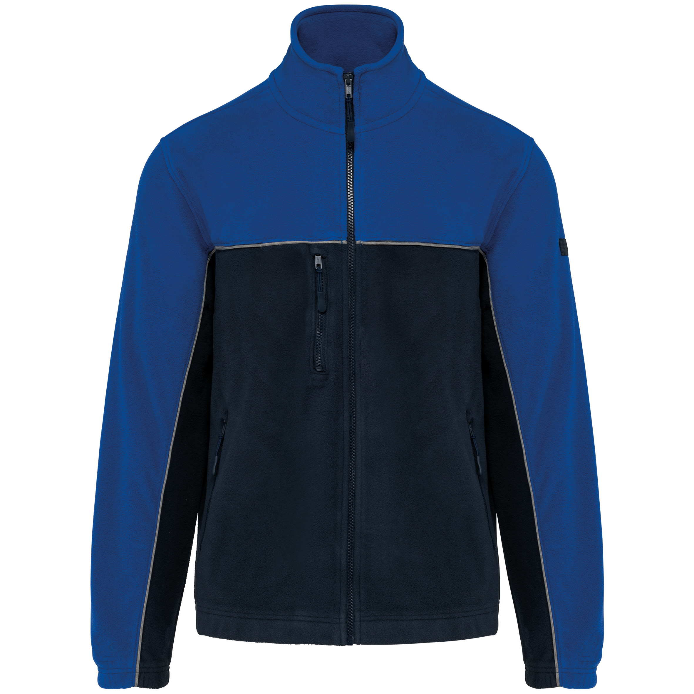 Zweifarbige, umweltfreundliche Unisex-Fleecejacke