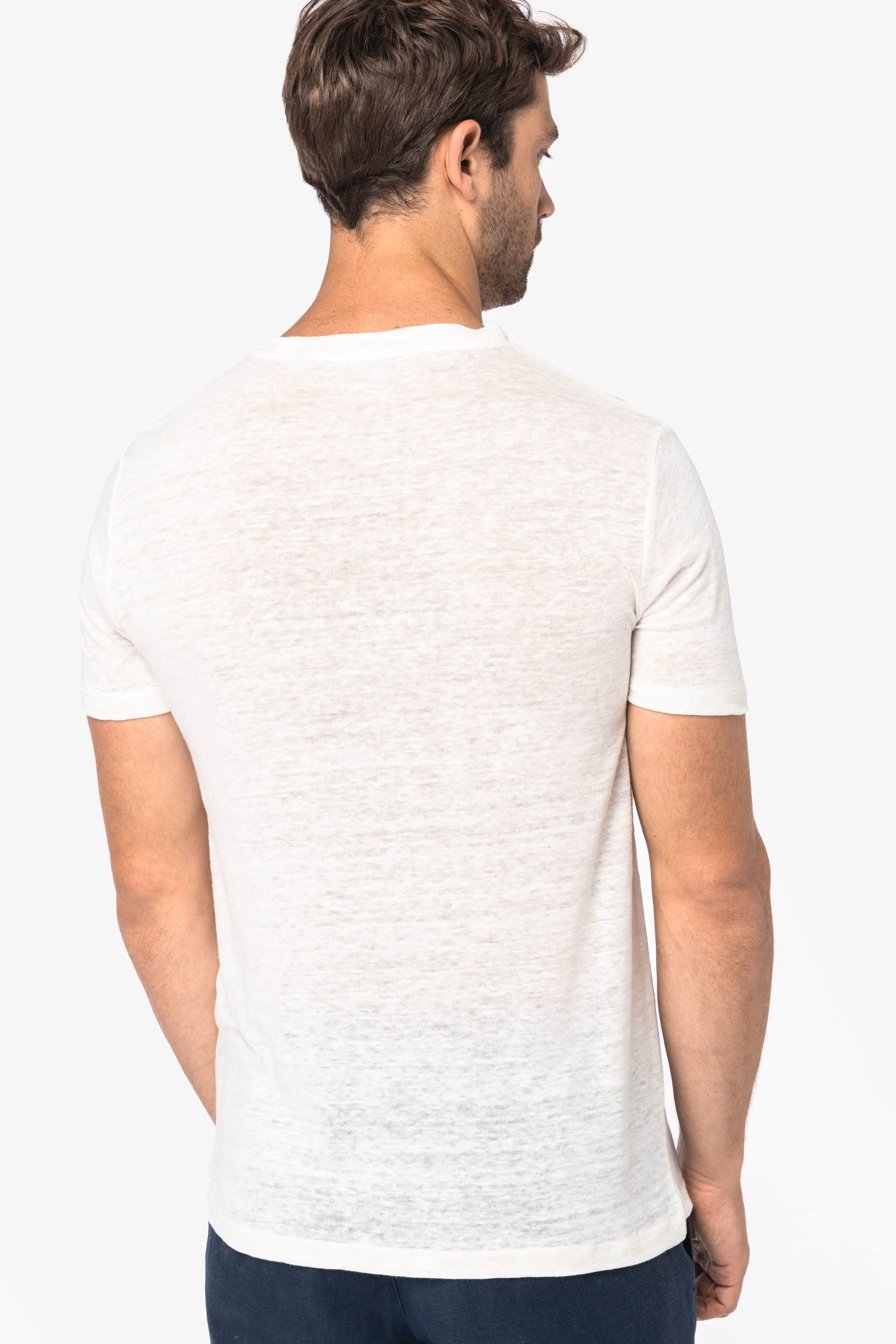 Herren-T-Shirt aus Leinen mit Rundhalsausschnitt