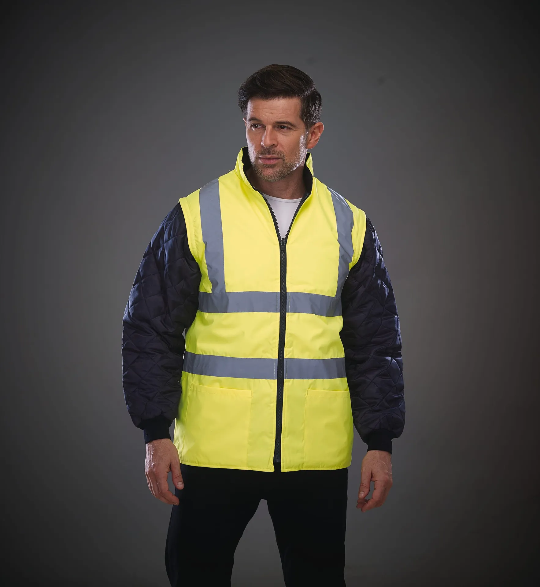 Warn-Steppjacke mit abnehmbaren Ärmeln