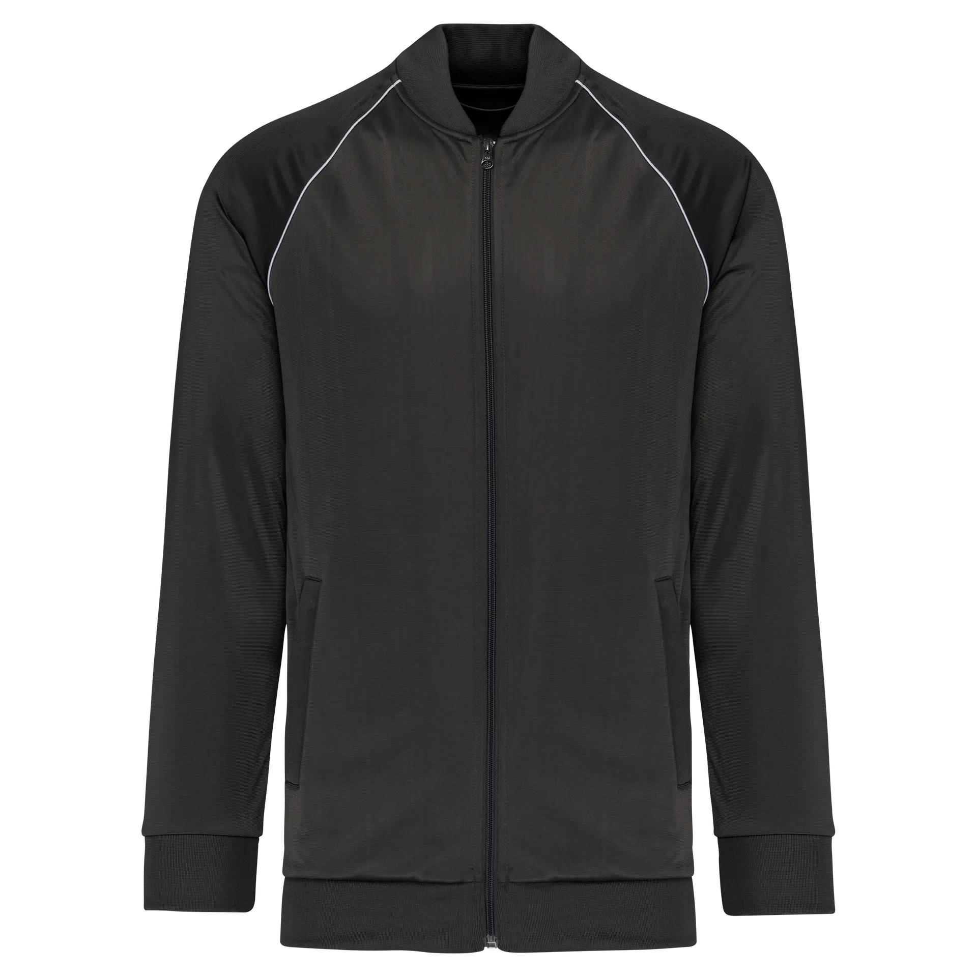 Unisex-Trainingsjacke mit Reißverschluss und Paspel