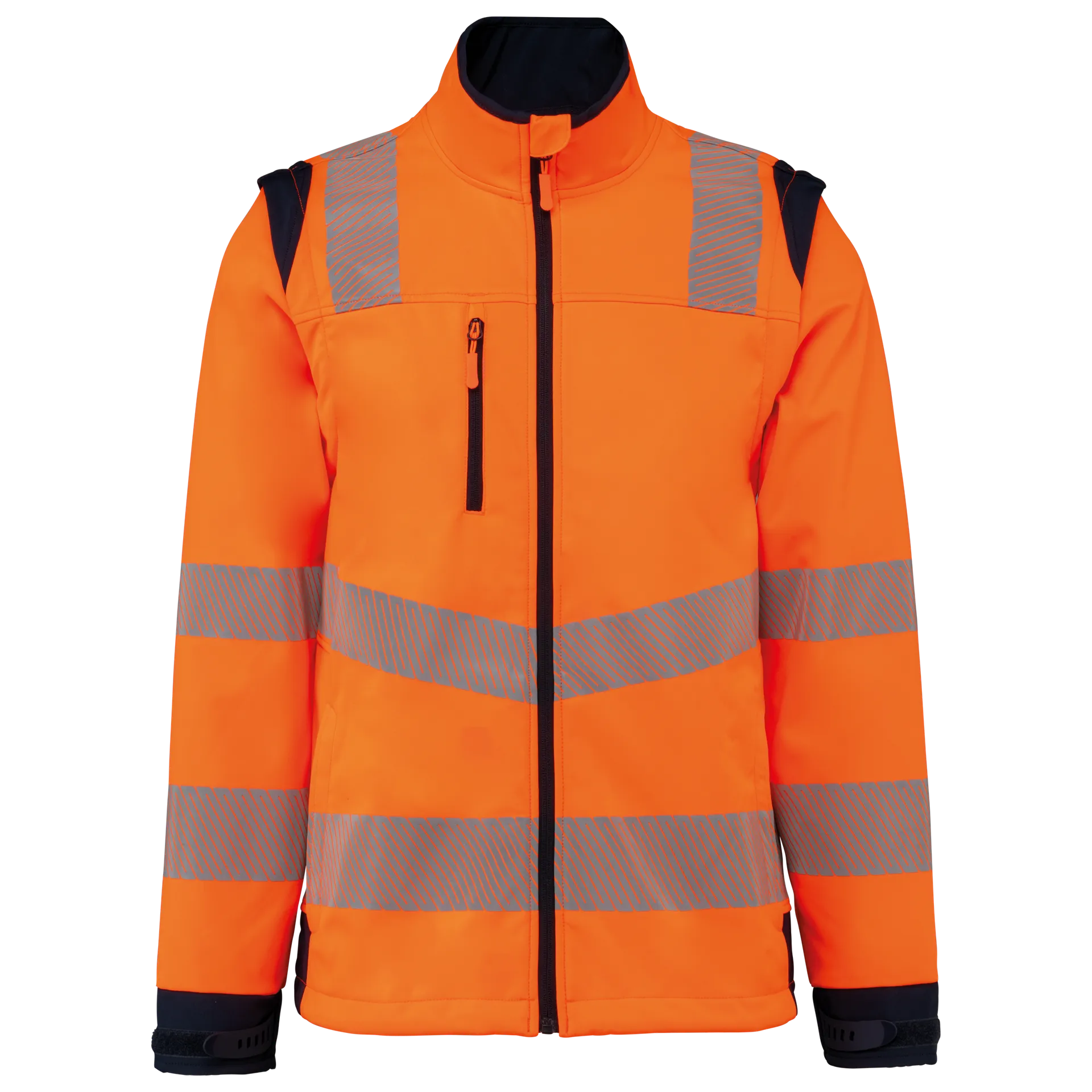 Recycelte Safety Softshell-Jacke mit abnehmbaren Ärmeln