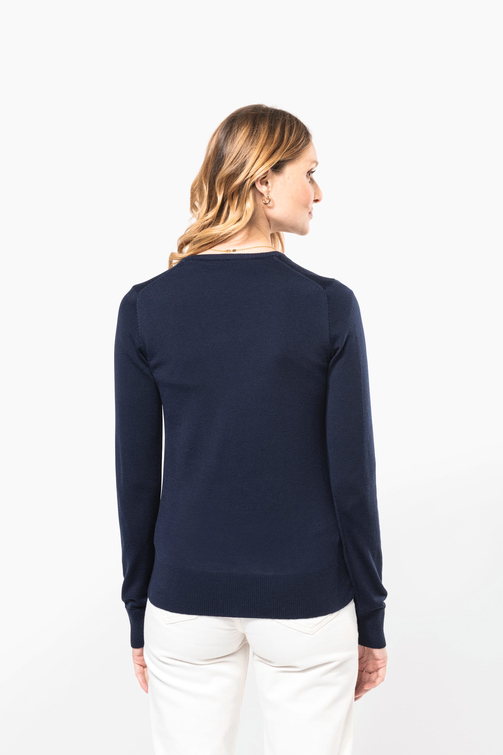 Merino-Damenpullover mit V-Ausschnitt