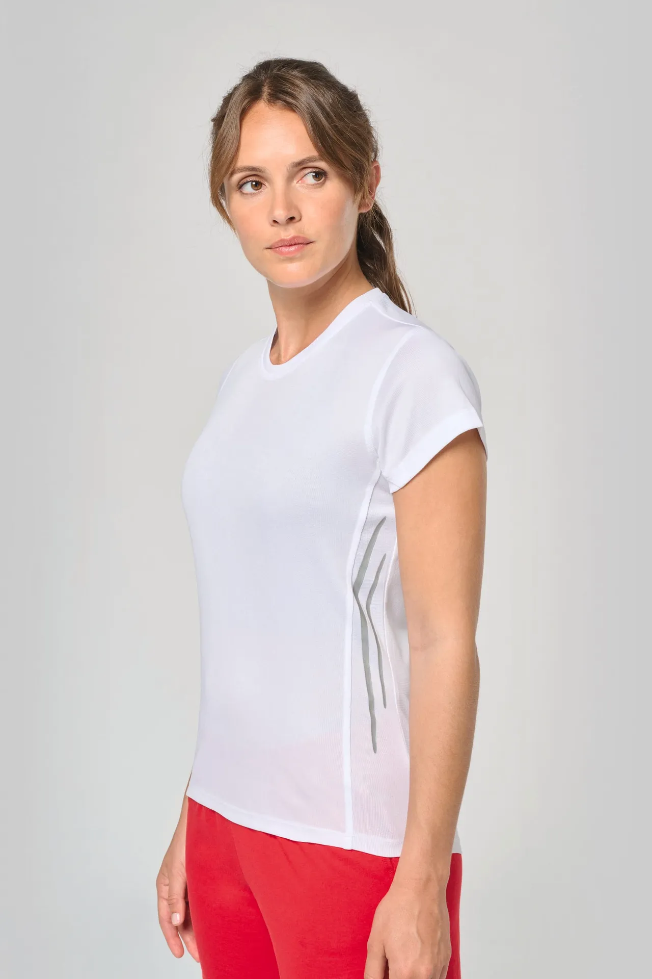 Damen Kurzarm Sport-T-Shirt. Bi-Material