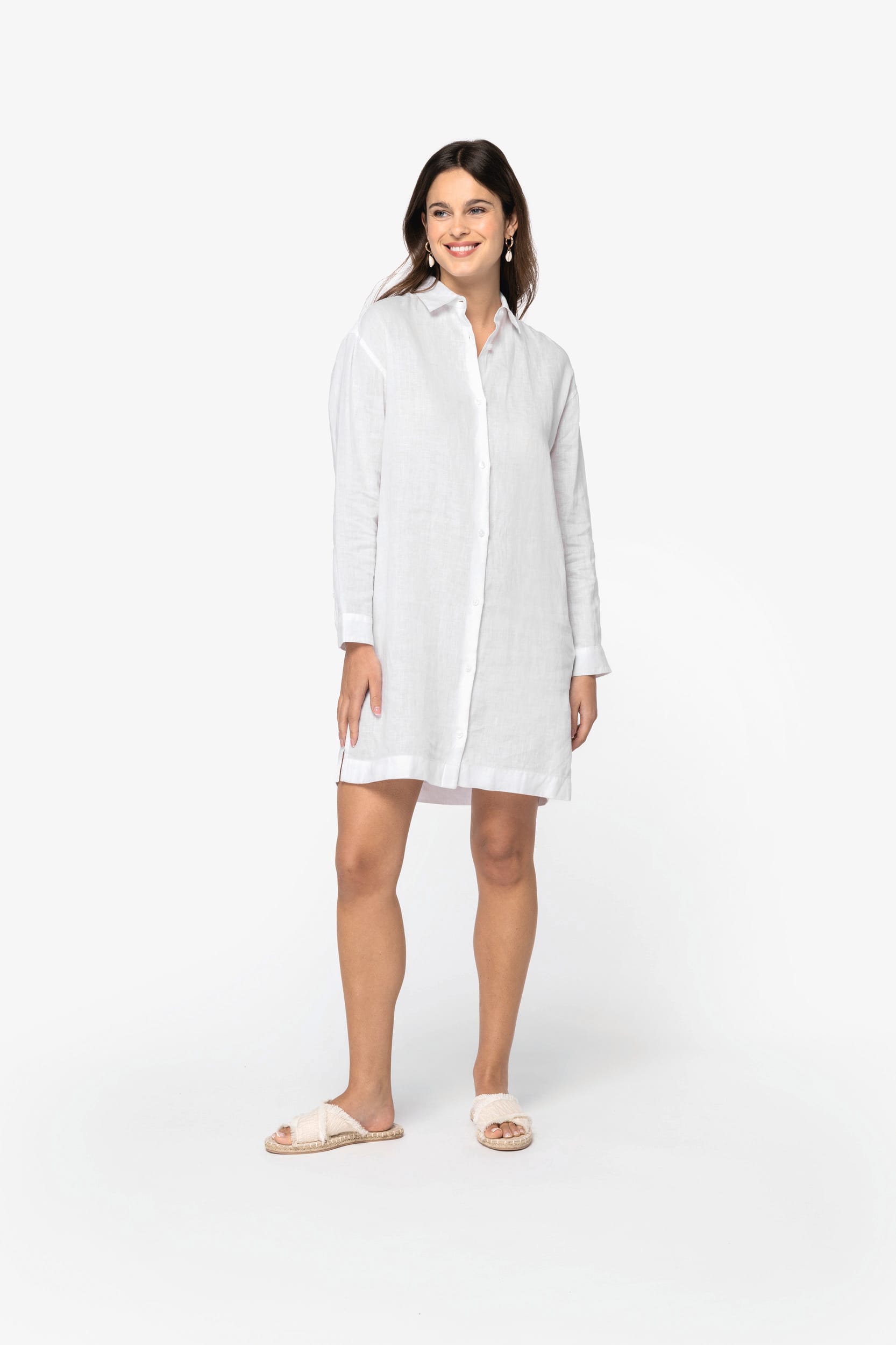 Hemdblusenkleid aus Leinen für Damen