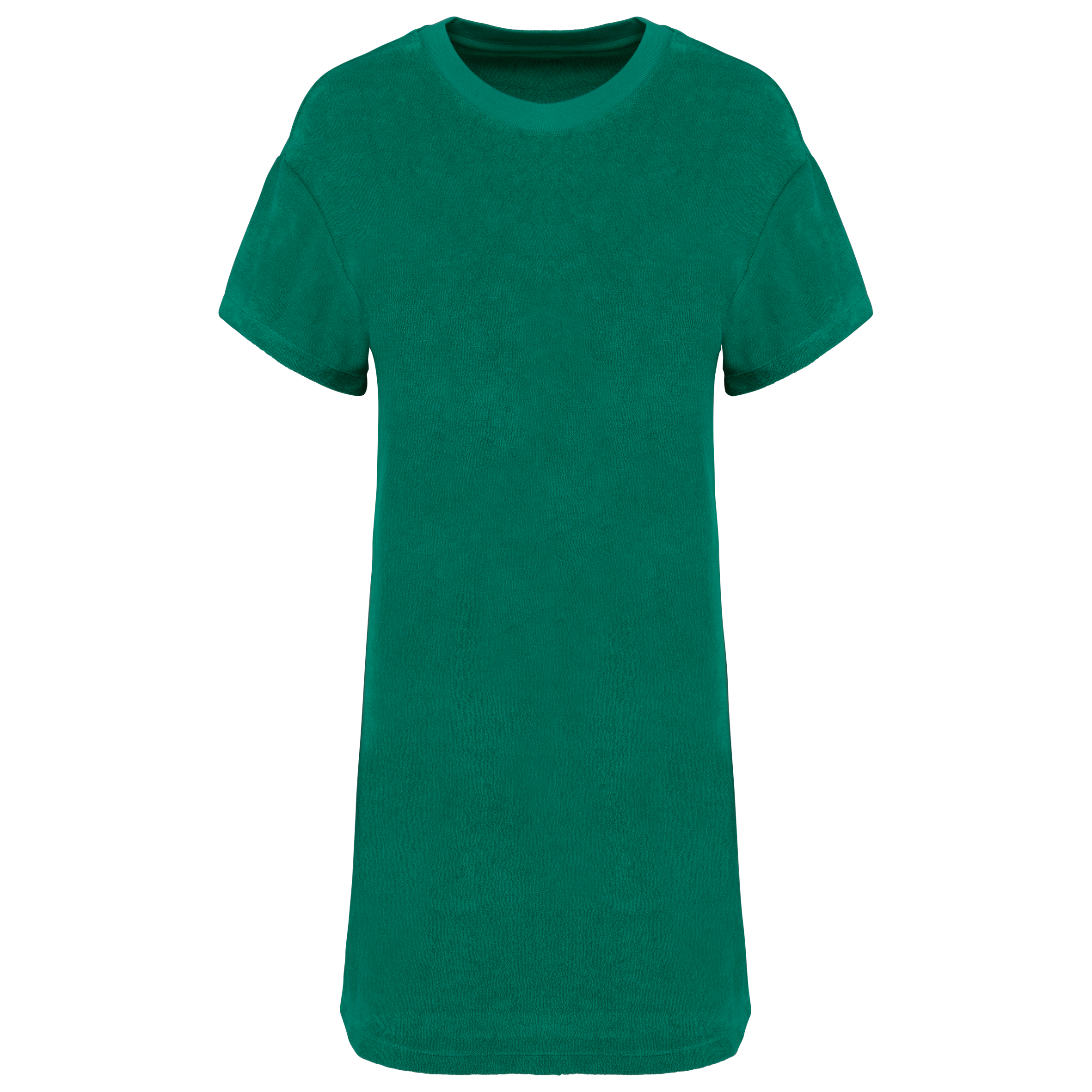 Umweltfreundliches Damen-T-Shirt-Kleid aus Frottee mit überschnittener Schulterpartie