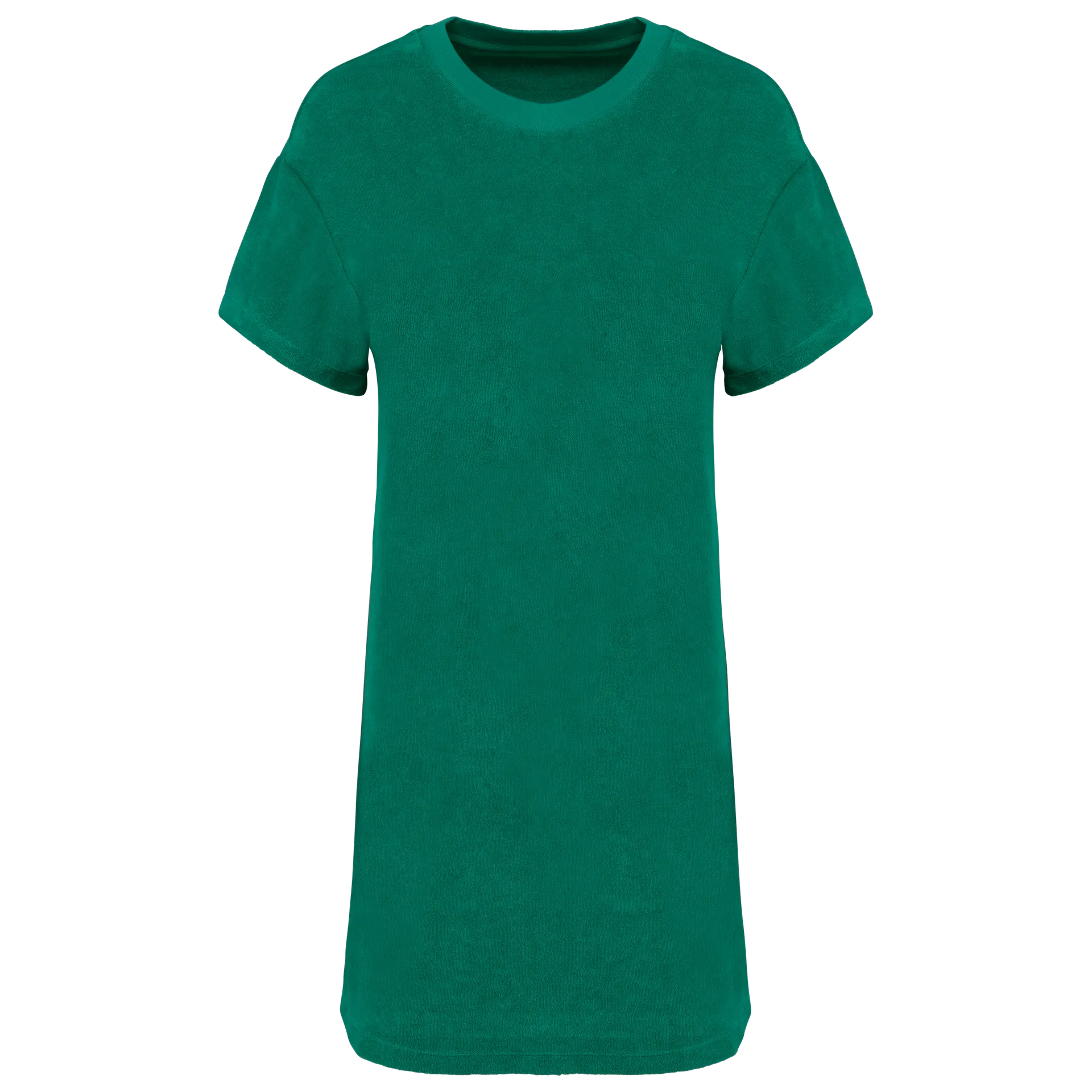 Umweltfreundliches Damen-T-Shirt-Kleid aus Frottee mit überschnittener Schulterpartie