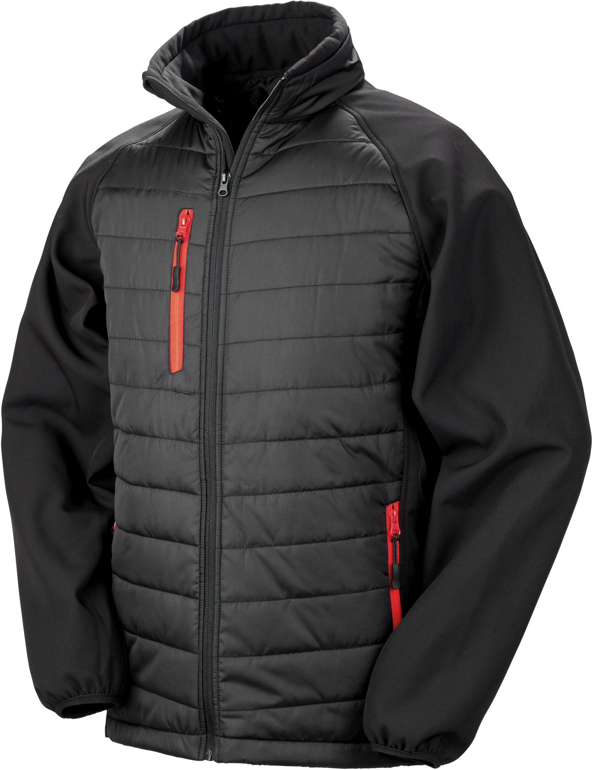Black compass padded soft shell jacke