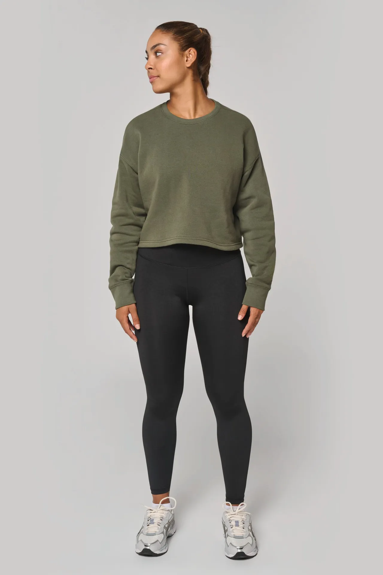 Damen Cropped-Sweatshirt mit Rundhalsausschnitt