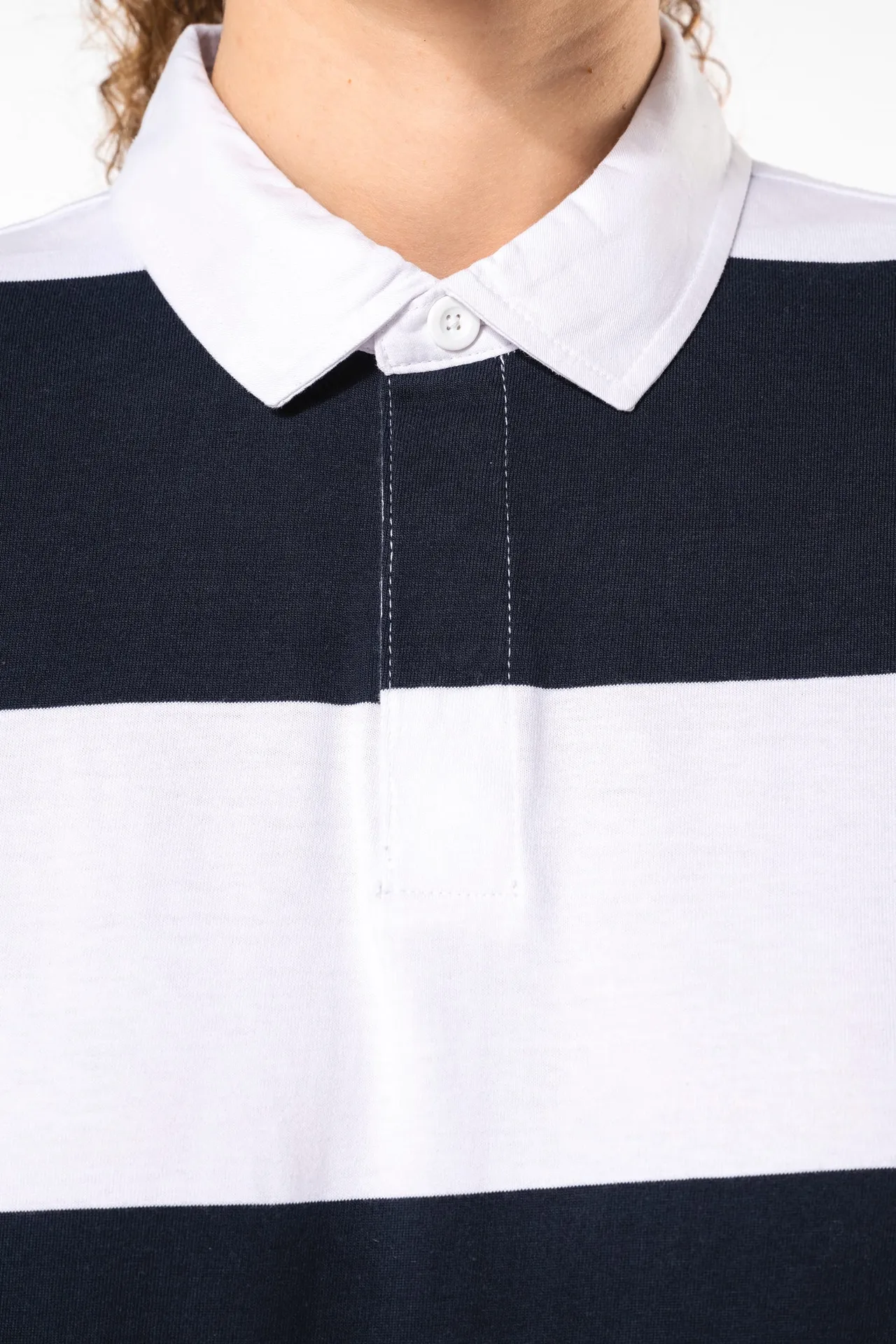 Gestreiftes Polohemd mit langen Ärmeln, Unisex