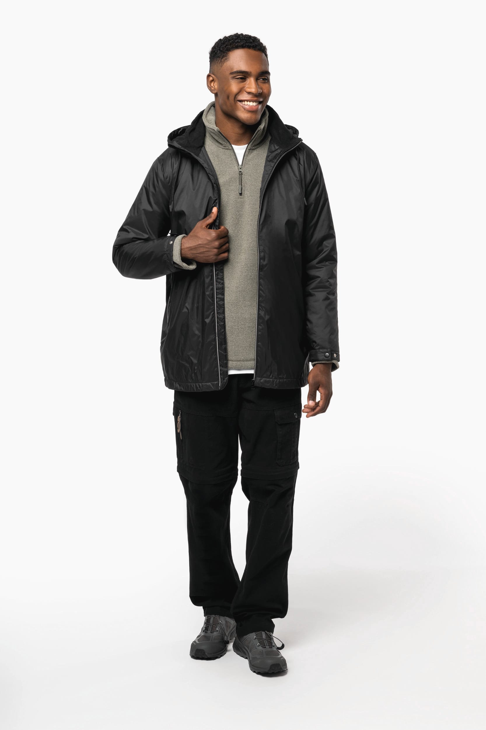 Gefütterte Unisex-Kapuzenjacke aus Mikrofleece