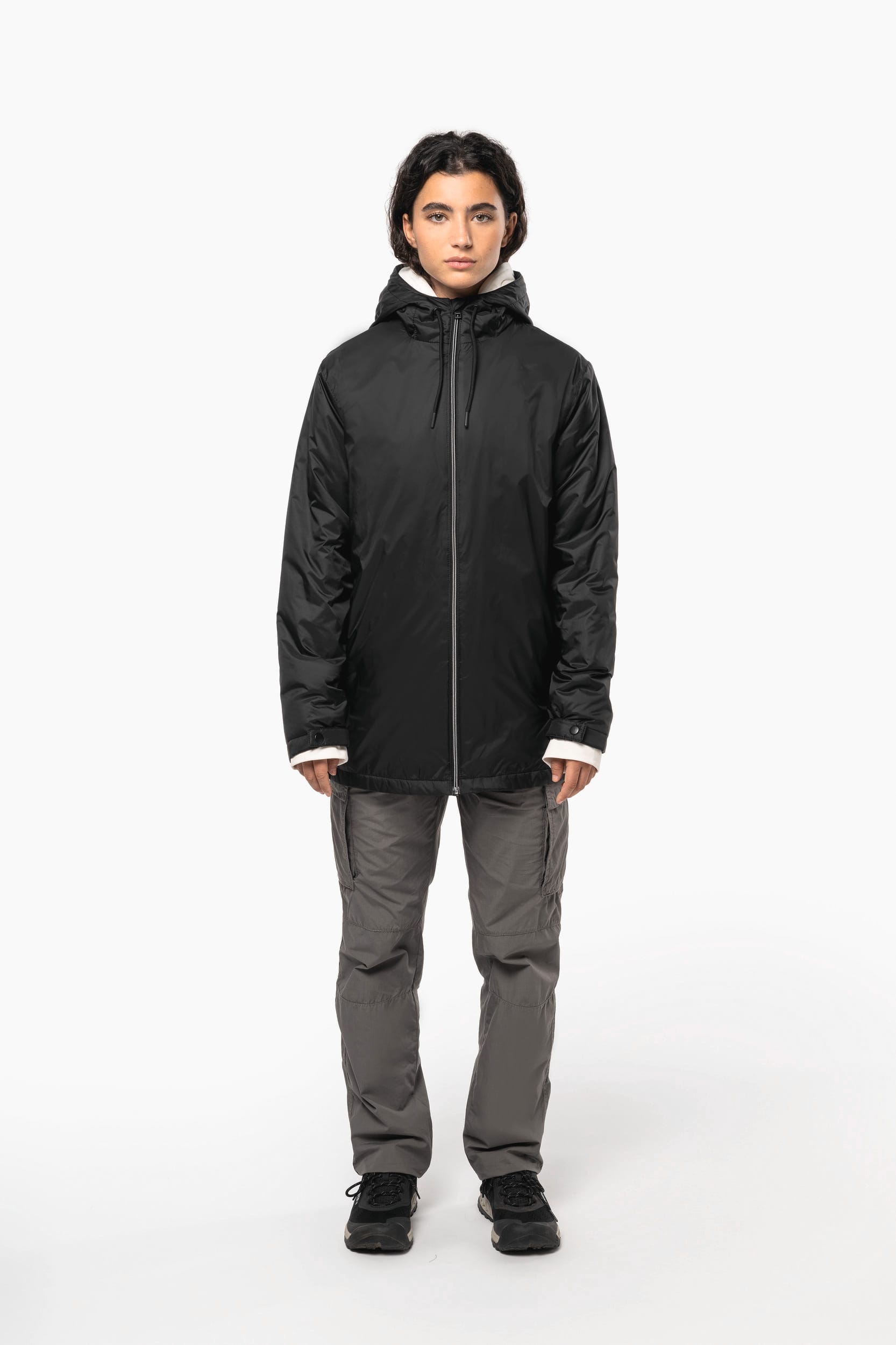 Gefütterte Unisex-Kapuzenjacke aus Mikrofleece