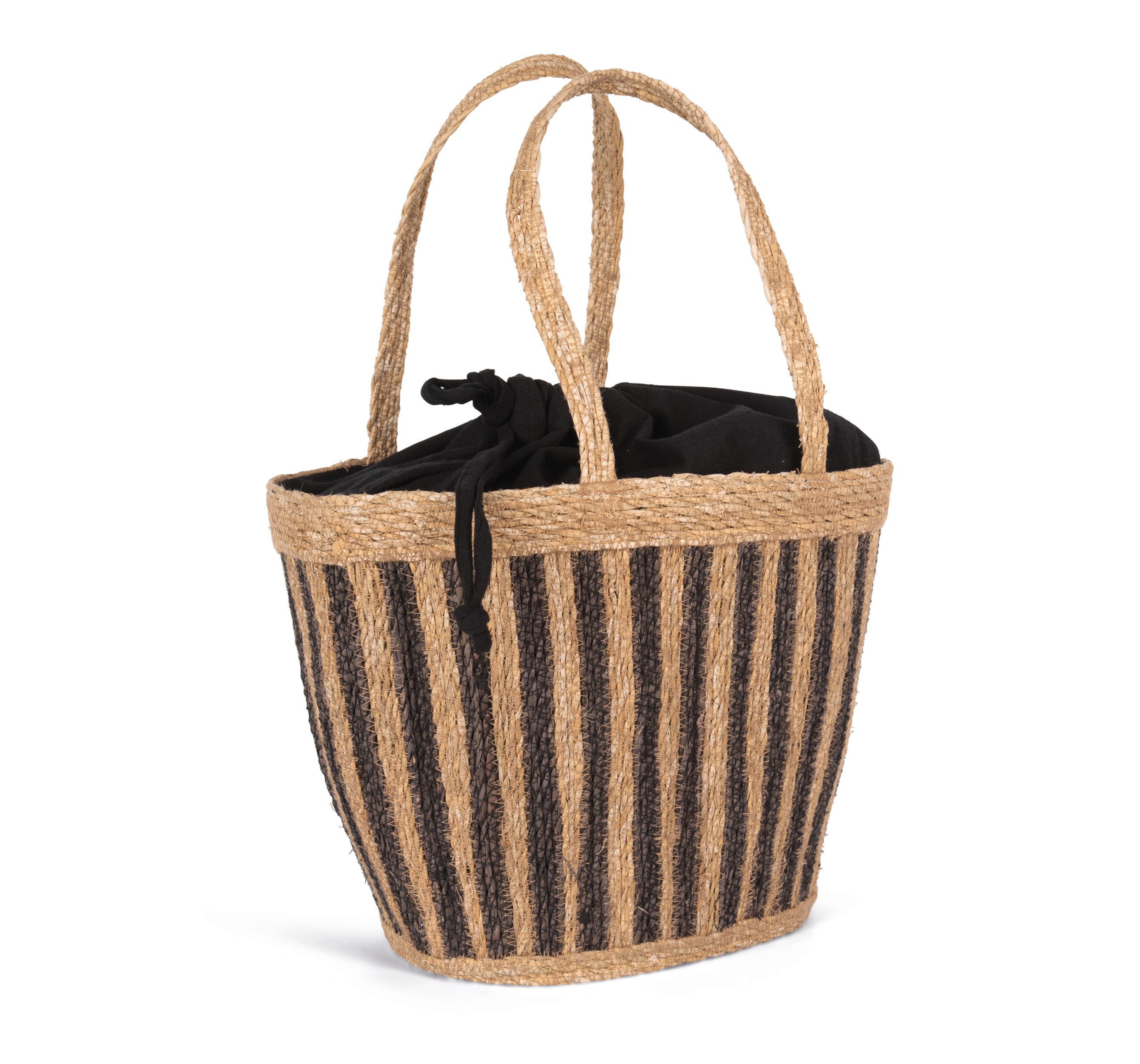 Gestreifte Korbtasche aus Seegras