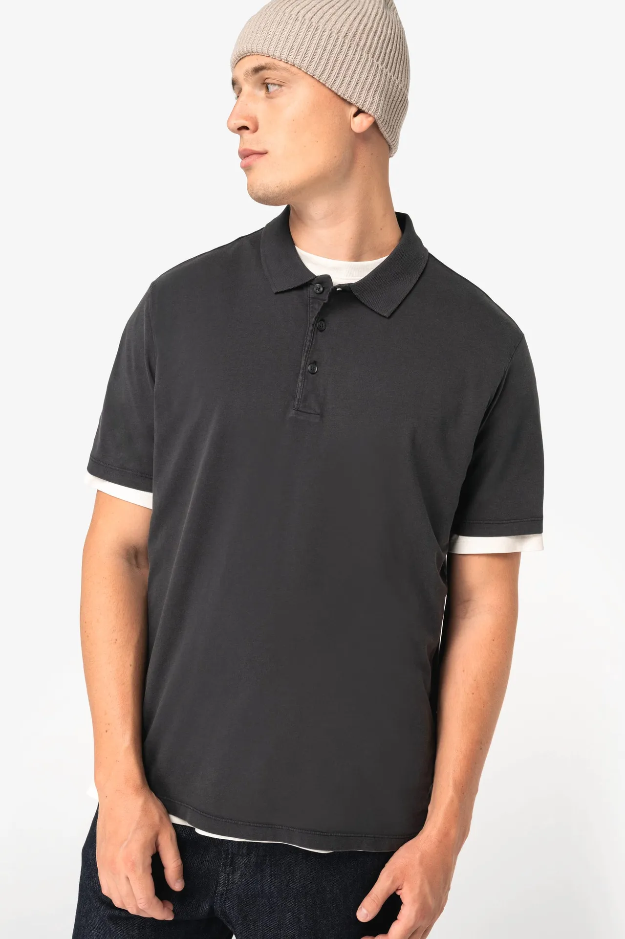 Umweltfreundliches ausgewaschenes Herren-Polohemd aus Jersey