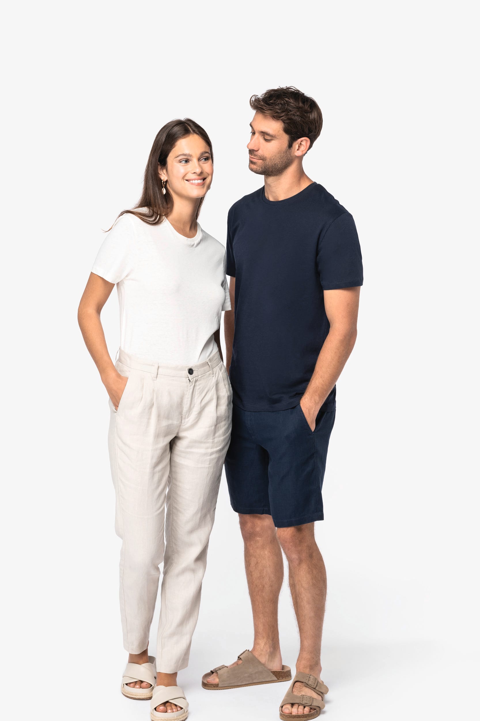 Umweltfreundliches Unisex-T-Shirt aus Biobaumwolle und Leinen