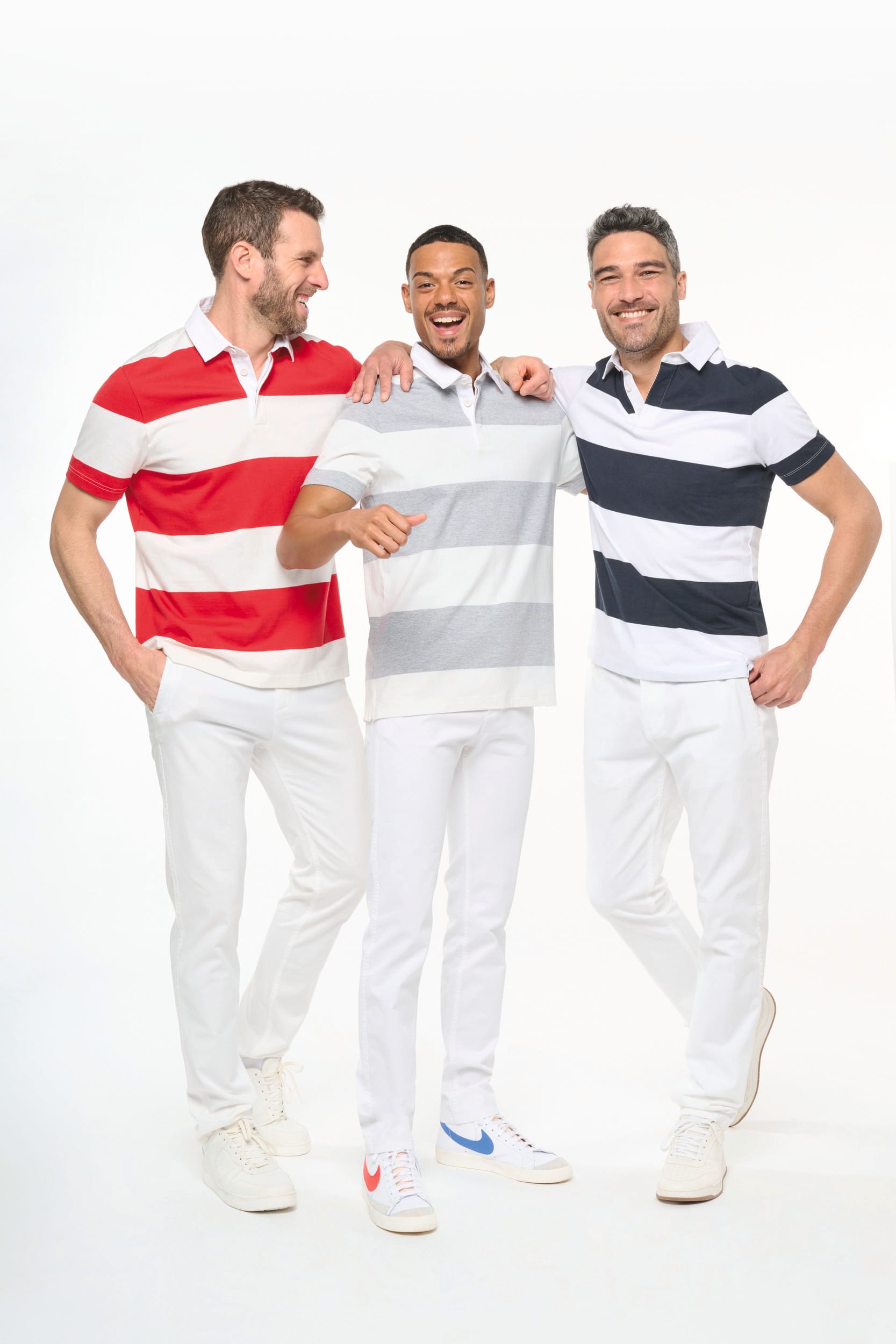 Gestreiftes Polohemd mit kurzen Ärmeln, Unisex