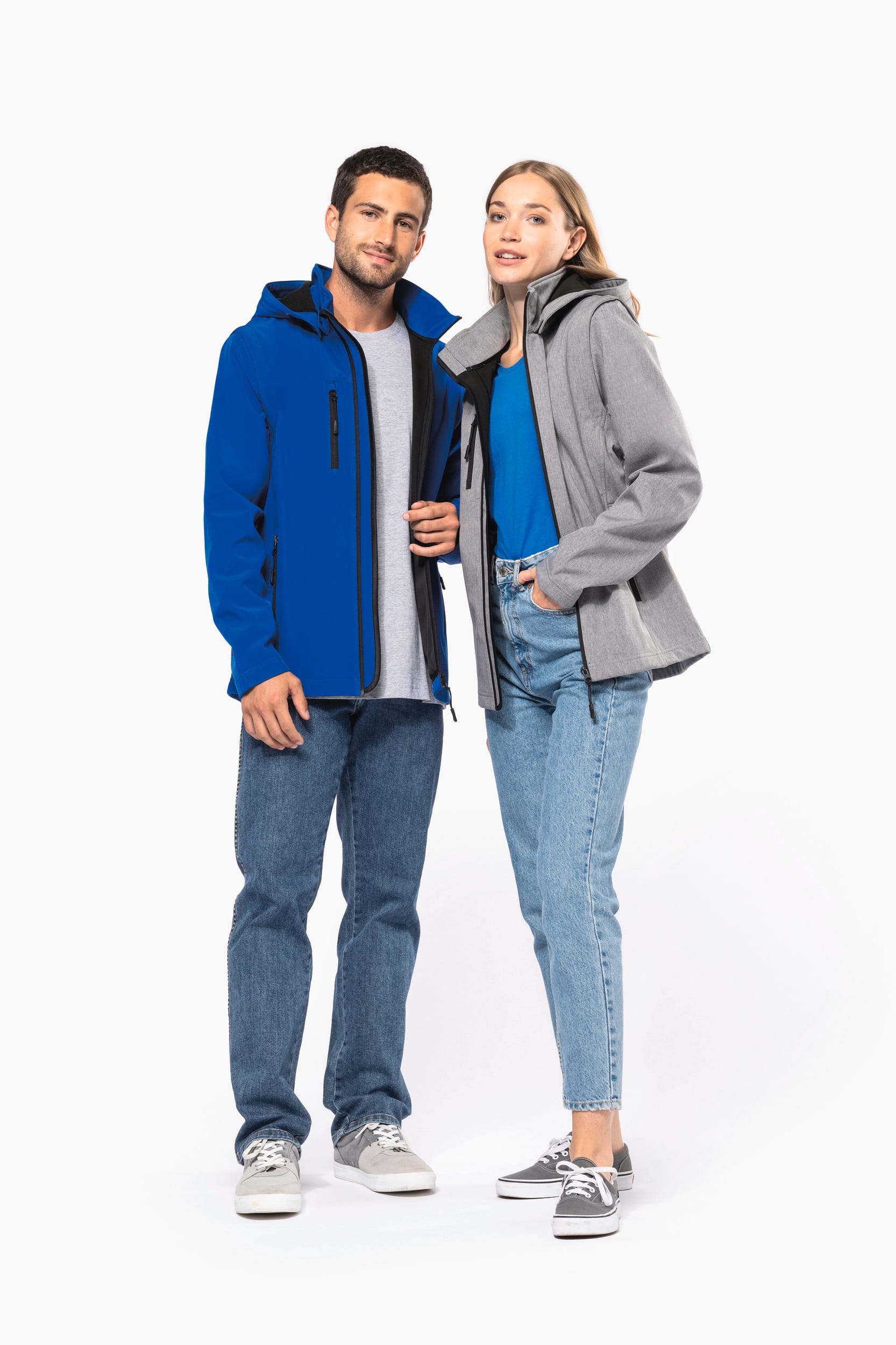 3-lagige Unisex-Softshell-Jacke mit Kapuze und abnehmbaren Ärmeln