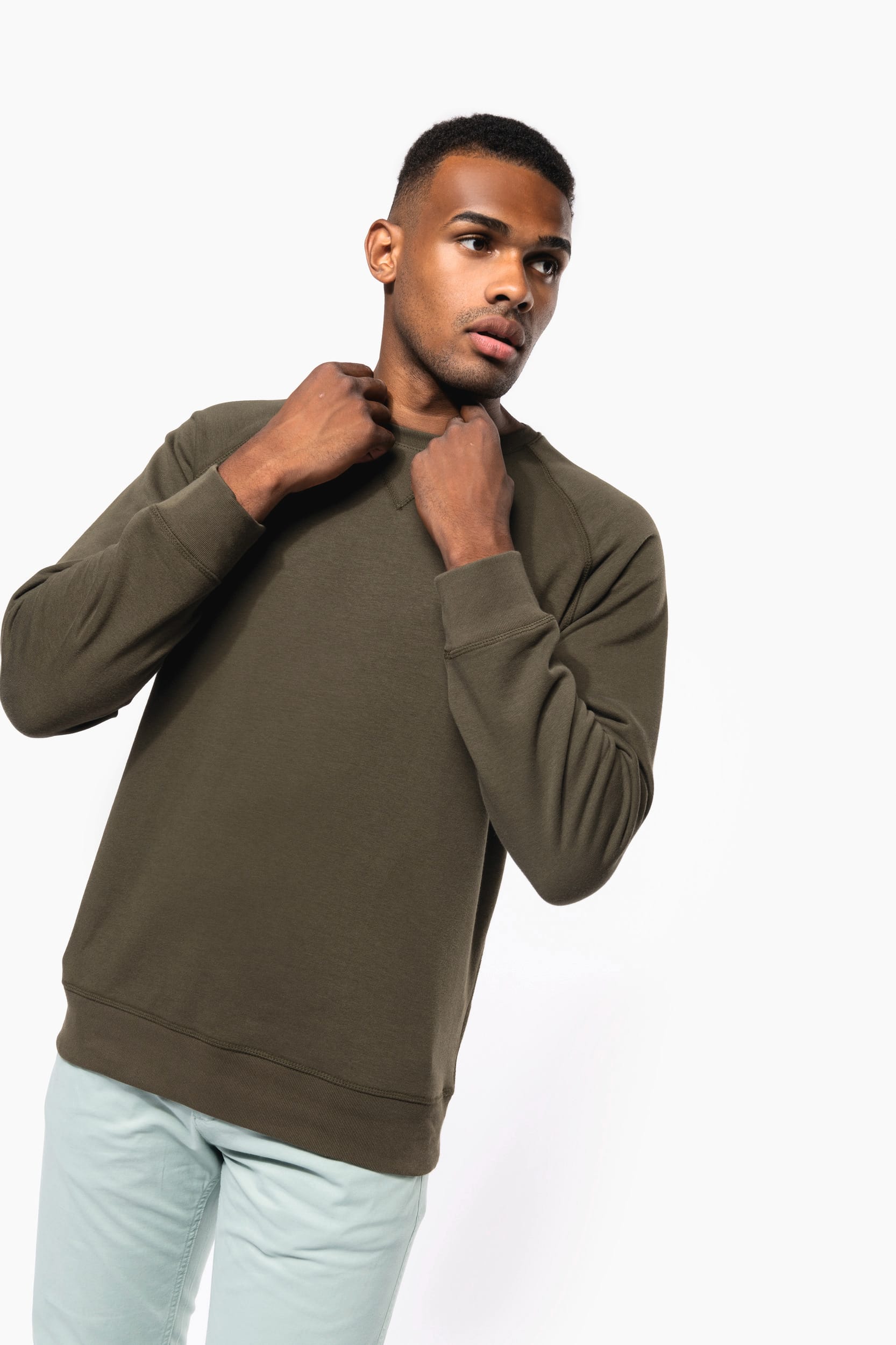 Herren Sweatshirt BIO-BAUMWOLLE Rundhalsausschnitt Raglanärmel