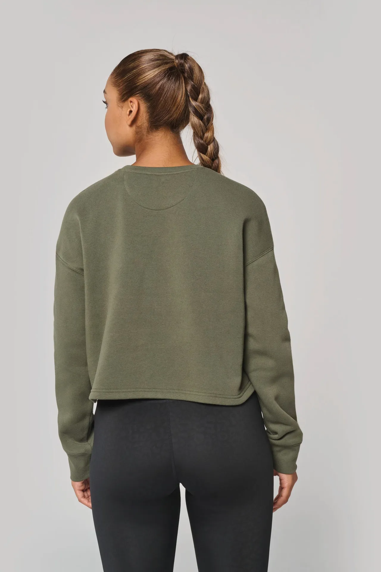 Damen Cropped-Sweatshirt mit Rundhalsausschnitt