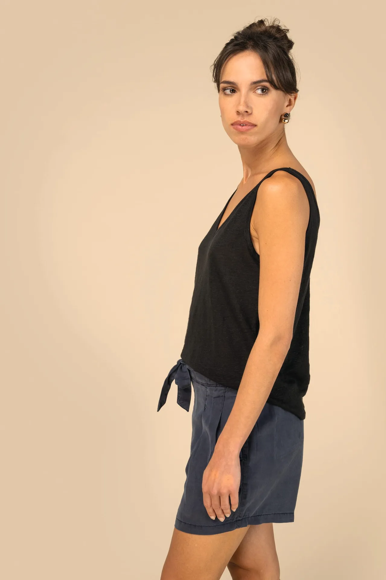 Umweltfreundliche ausgewaschene Damenshorts aus Lyocell