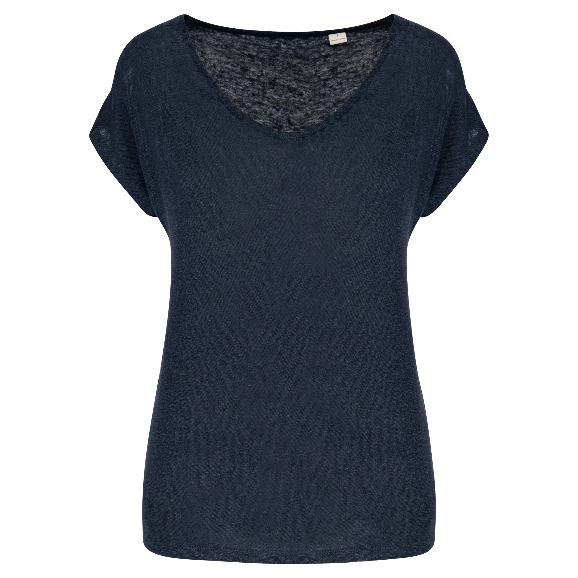 Damen-T-Shirt aus Leinen mit V-Ausschnitt