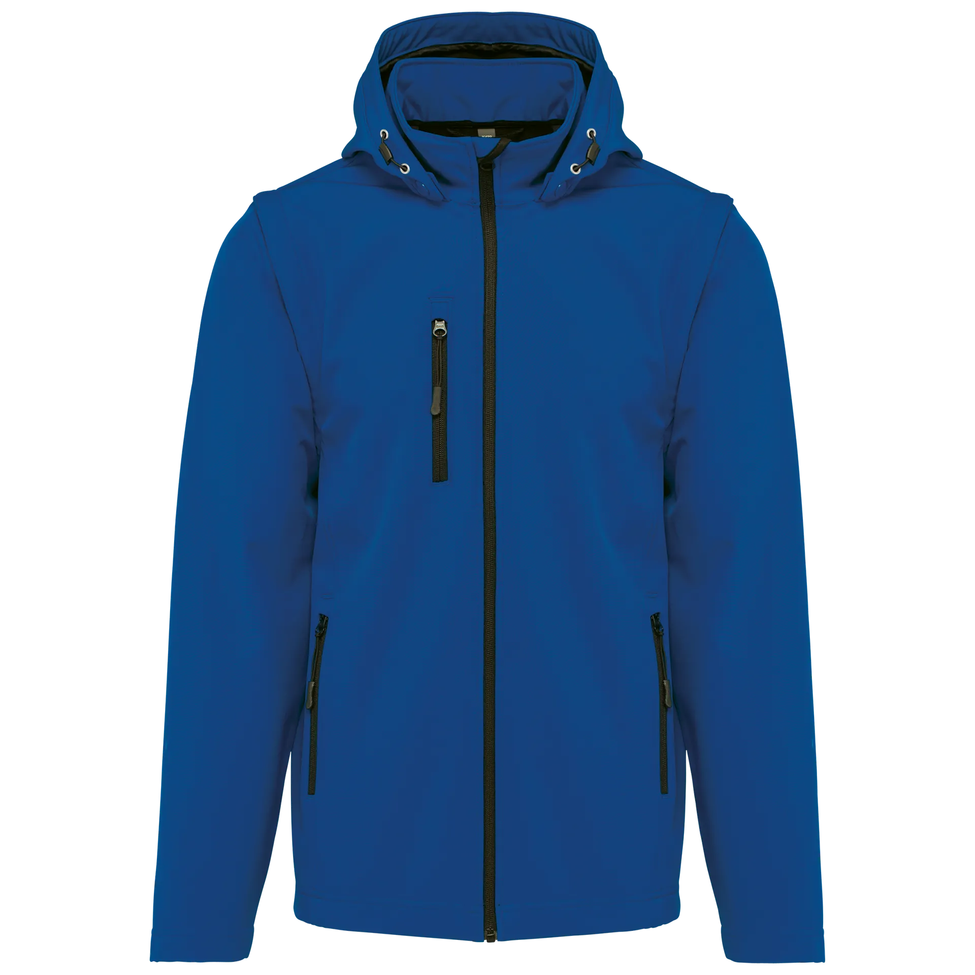 3-lagige Unisex-Softshell-Jacke mit Kapuze und abnehmbaren Ärmeln