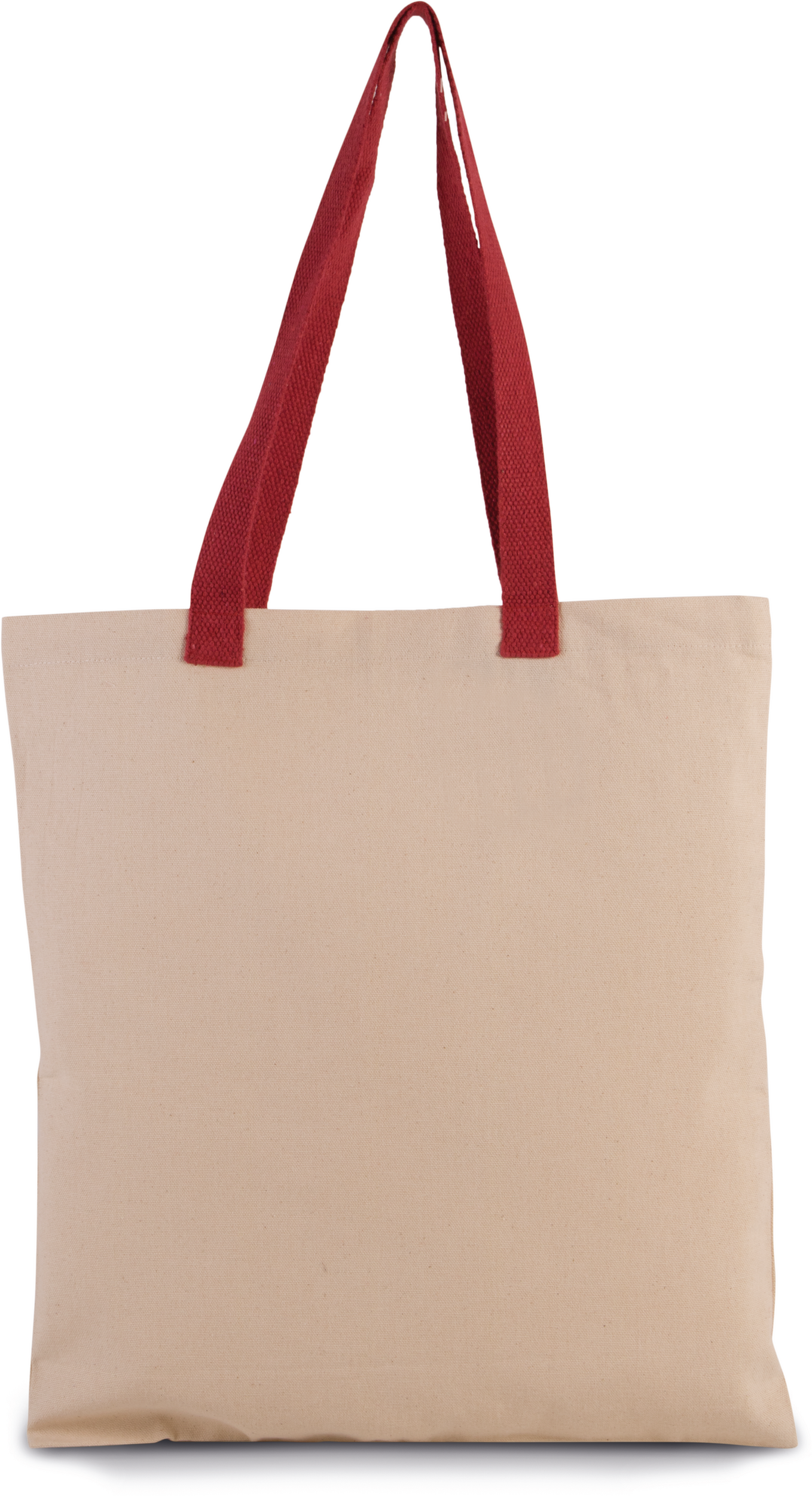 Flache Shoppingtasche aus Tuch mit kontrastfarbenem Griff