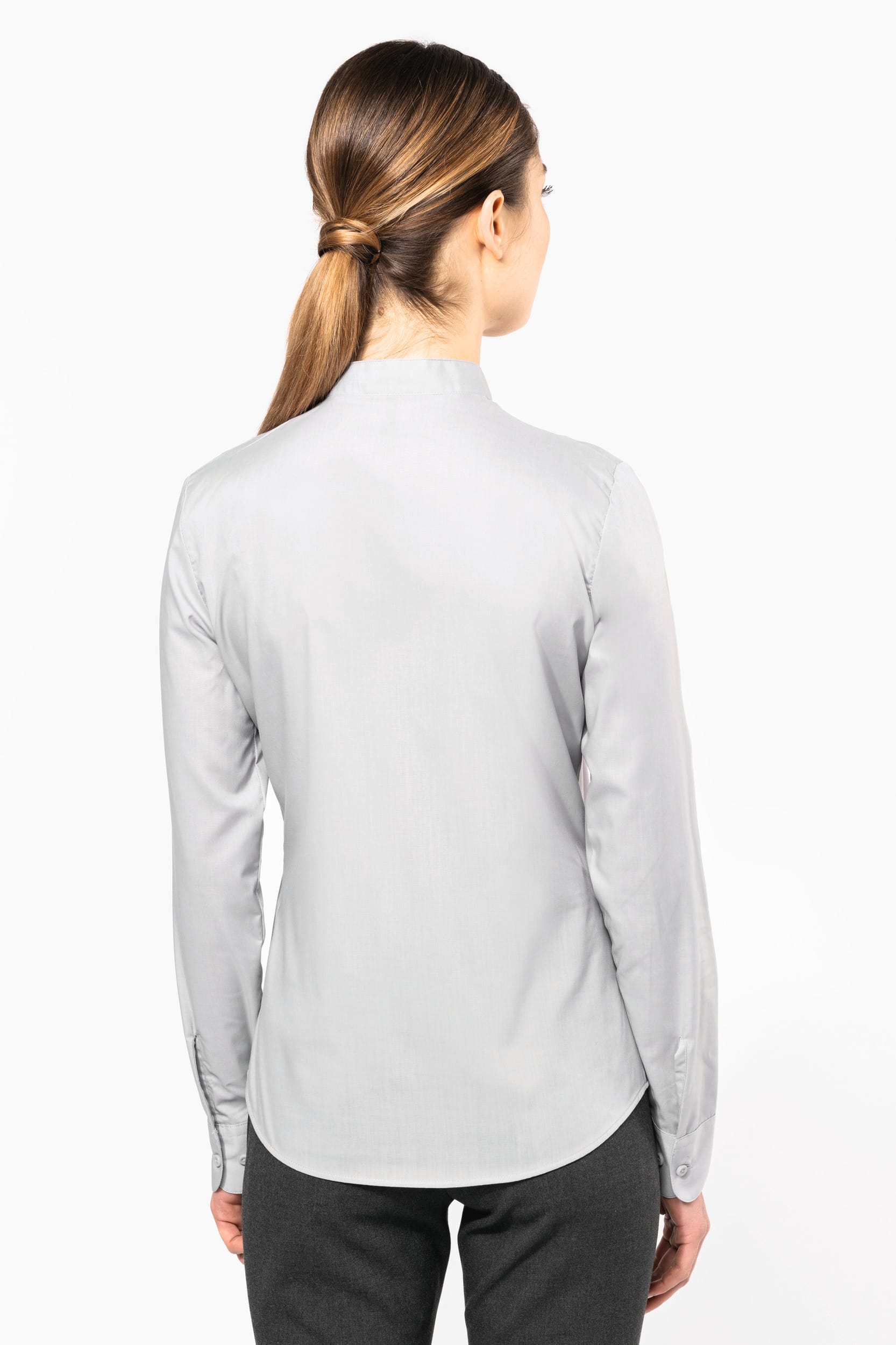 Damen hemdbluse mao-kragen langarm
