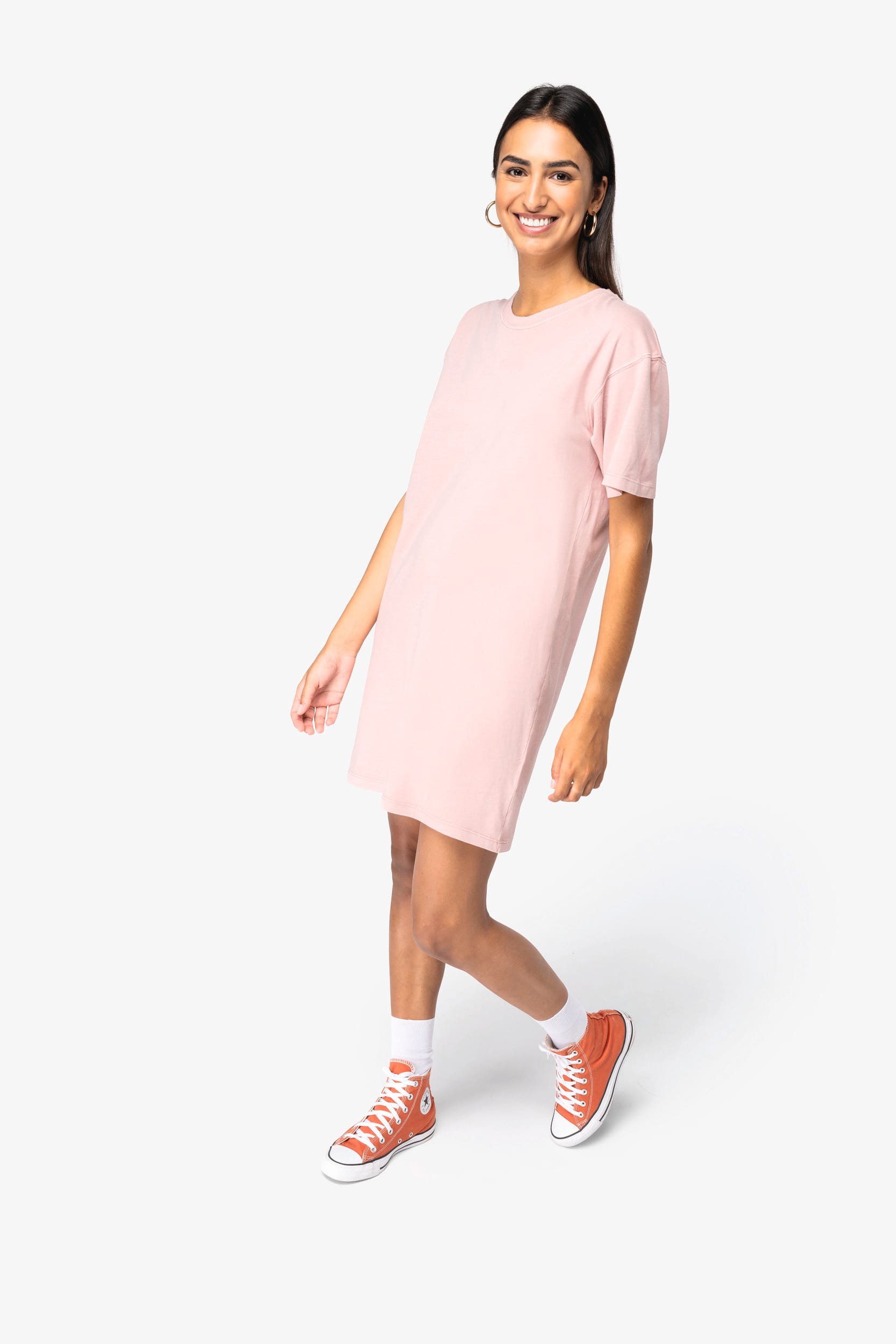 Umweltfreundliches ausgewaschenes Damen-T-Shirt-Kleid