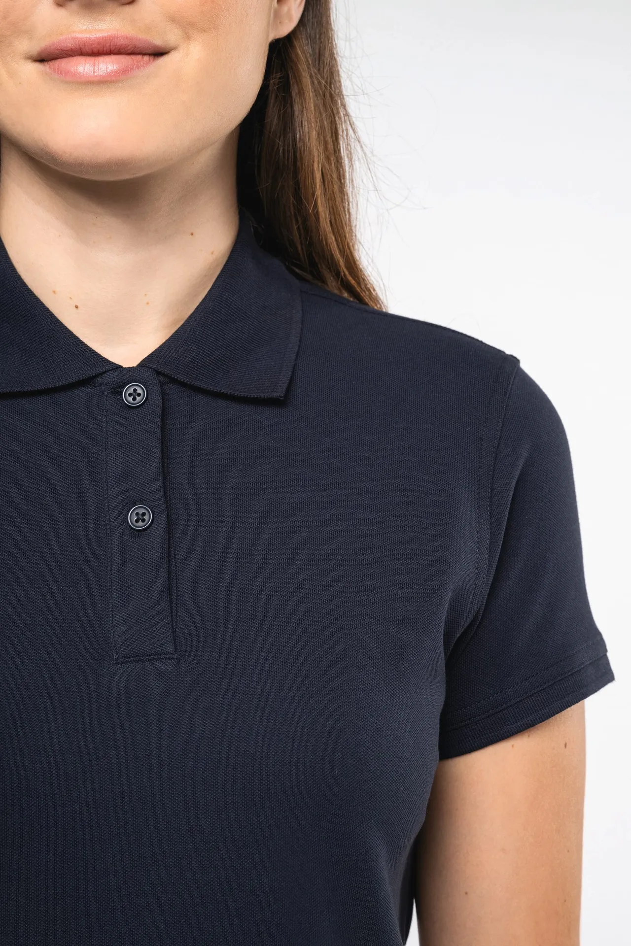 Kurzarm-Polohemd für Damen. Aus Baumwollpiqué