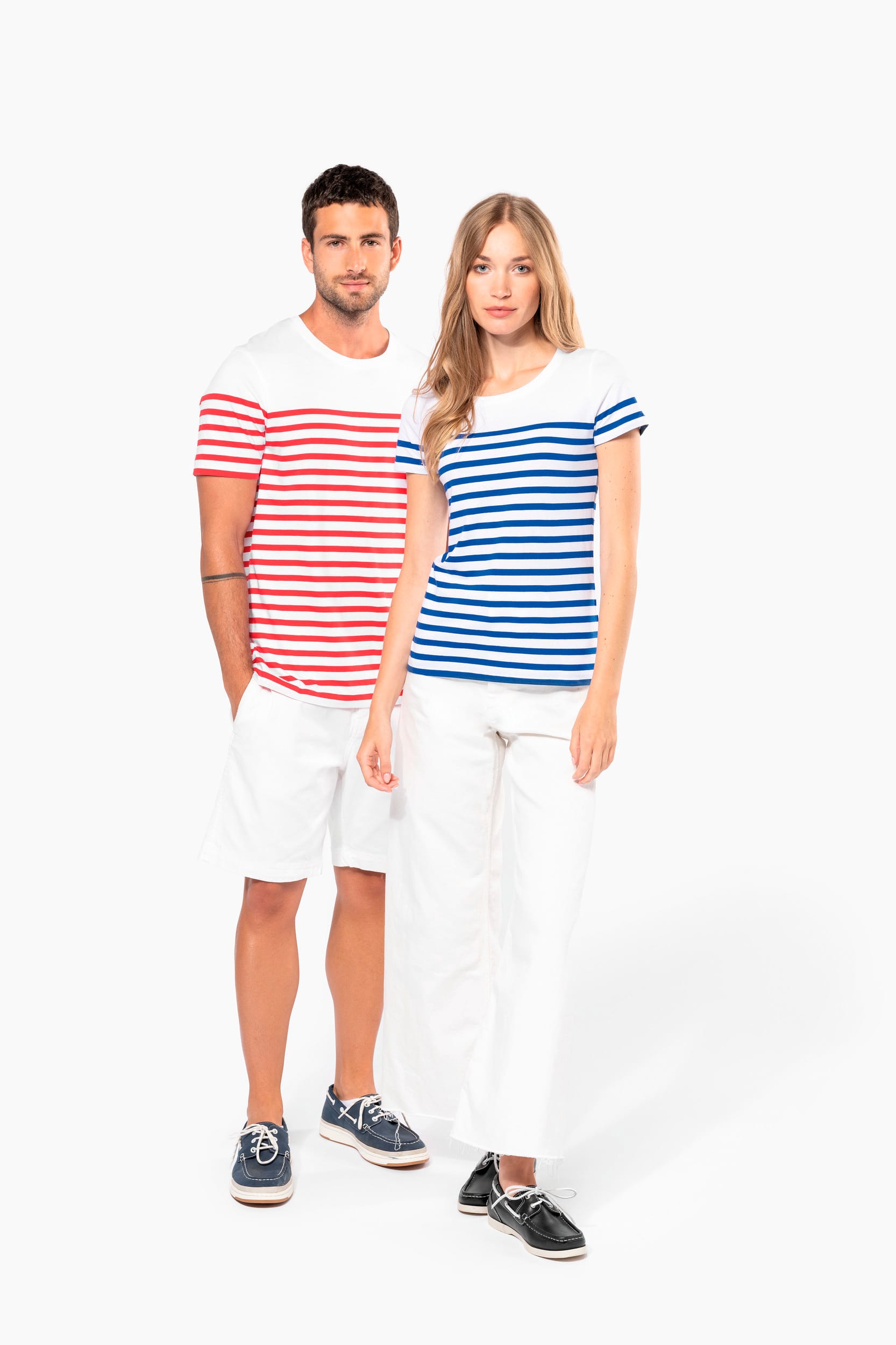 T-Shirt im Marine-Stil mit Rundhalsausschnitt Bio Damen